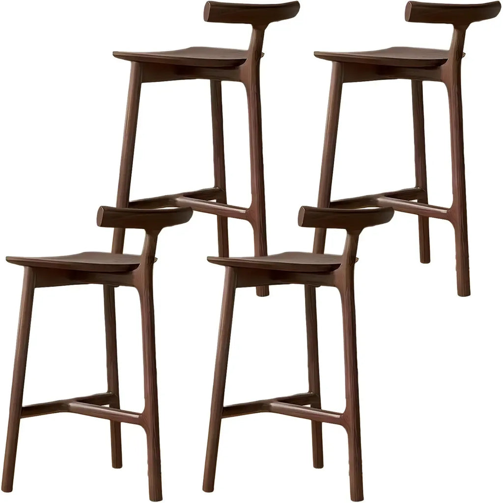 Tabouret de bar sans accoudoirs en bois de frêne naturel et tissu, trépied.