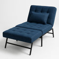 Chaise Longue Réglable Tissu Polyester Bleu Cadre Métal