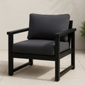 Fauteuil de jardin en aluminium noir avec coussins en polyester gris