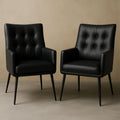 Set de 2 Fauteuils Rembourrés en Similicuir Noir avec Pieds Métalliques - 62cm x 72cm x 85cm