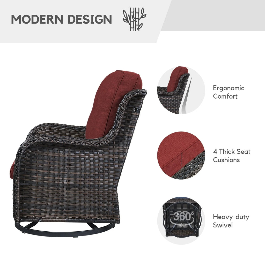 Fauteuils de jardin à bascule en osier Gymojoy avec base pivotante (lot de 2)