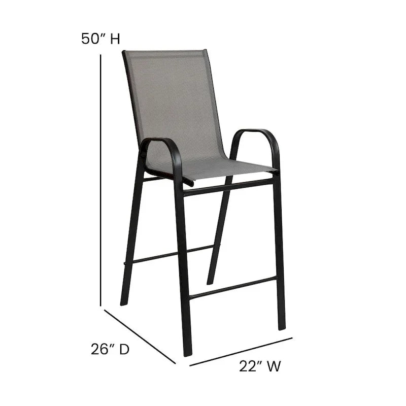 Lot de 4 tabourets de bar d'extérieur avec matériau Flex Comfort - Tabouret de terrasse