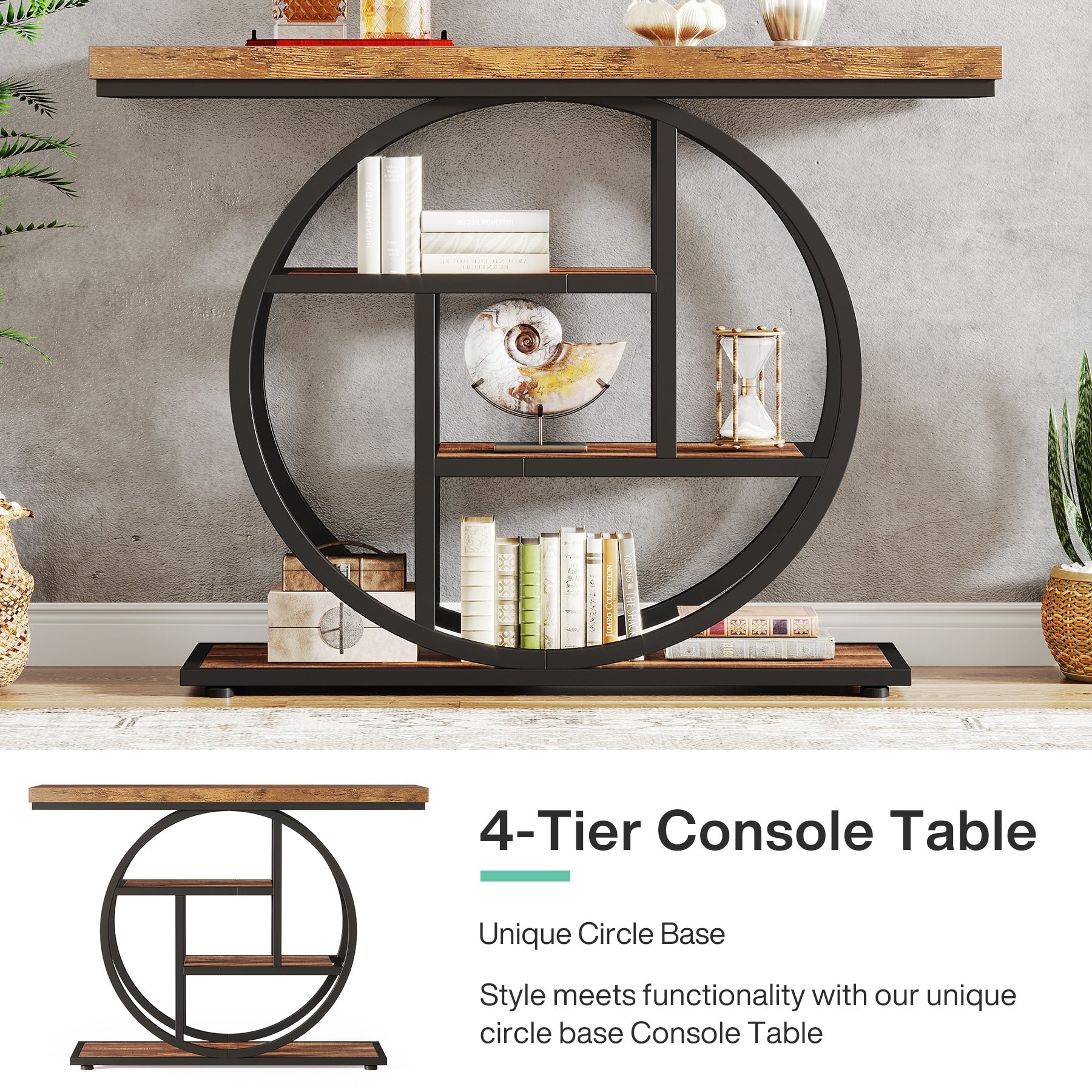 Console d'entrée, table basse industrielle à 4 niveaux à placer derrière le canapé