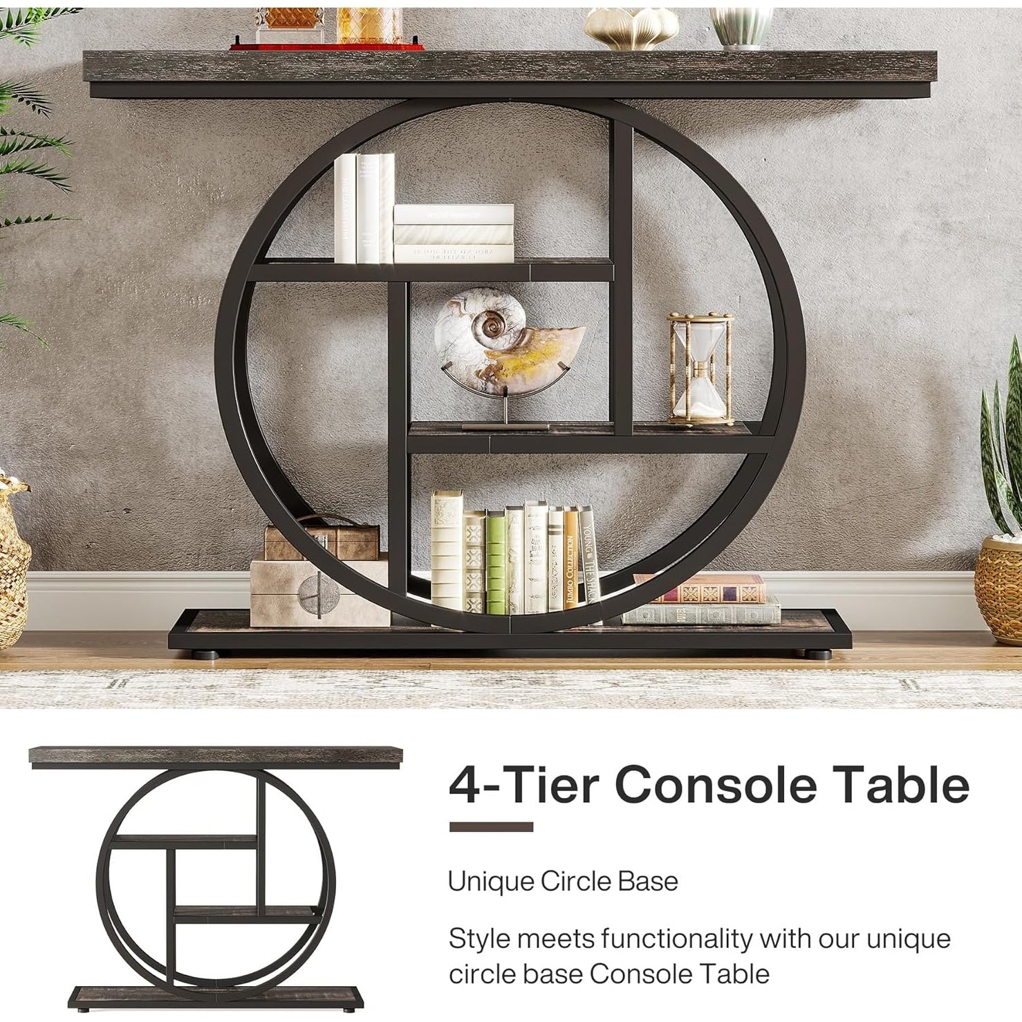 Console d'entrée, table basse industrielle à 4 niveaux à placer derrière le canapé