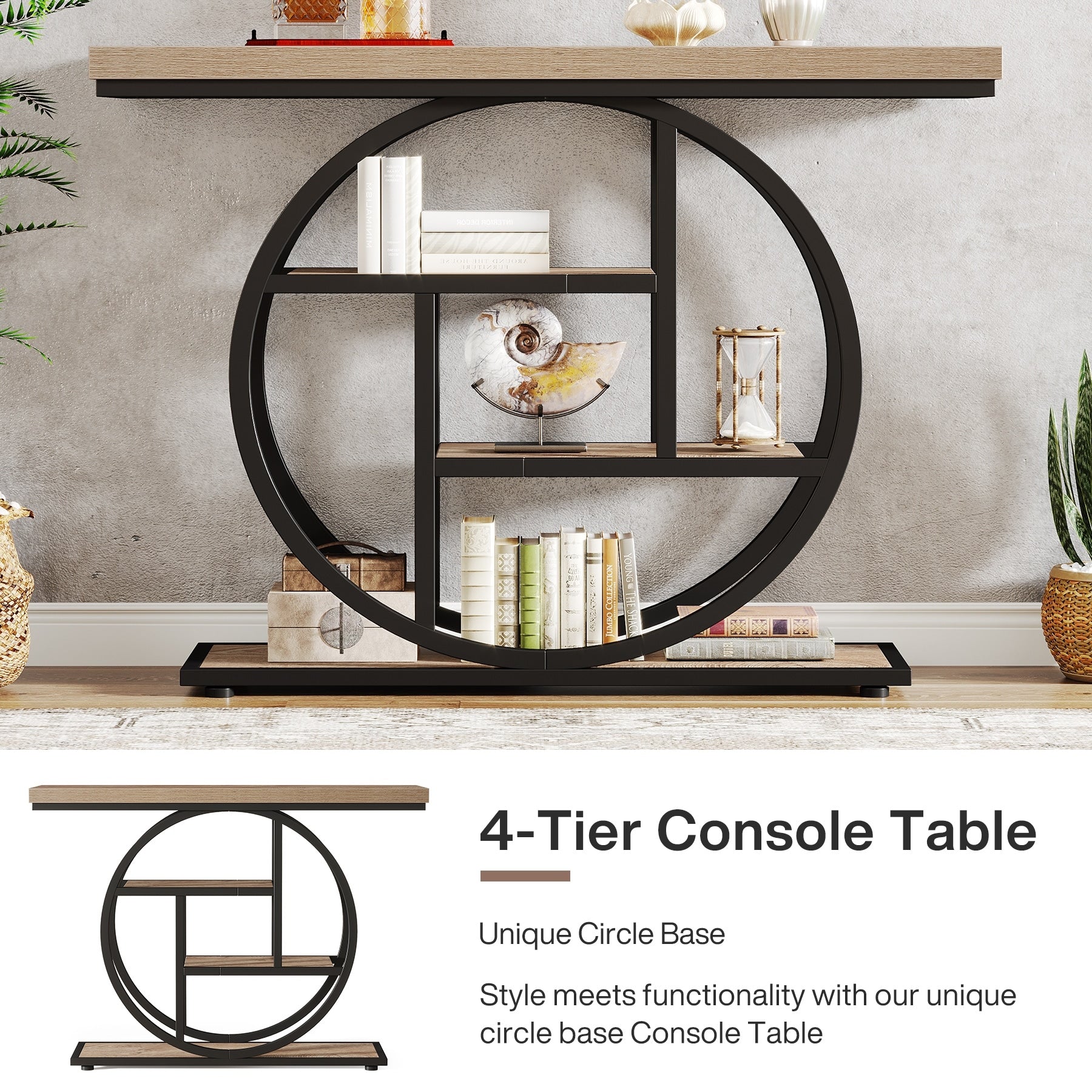 Console d'entrée, table basse industrielle à 4 niveaux à placer derrière le canapé