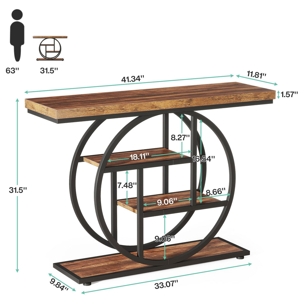 Console d'entrée, table basse industrielle à 4 niveaux à placer derrière le canapé