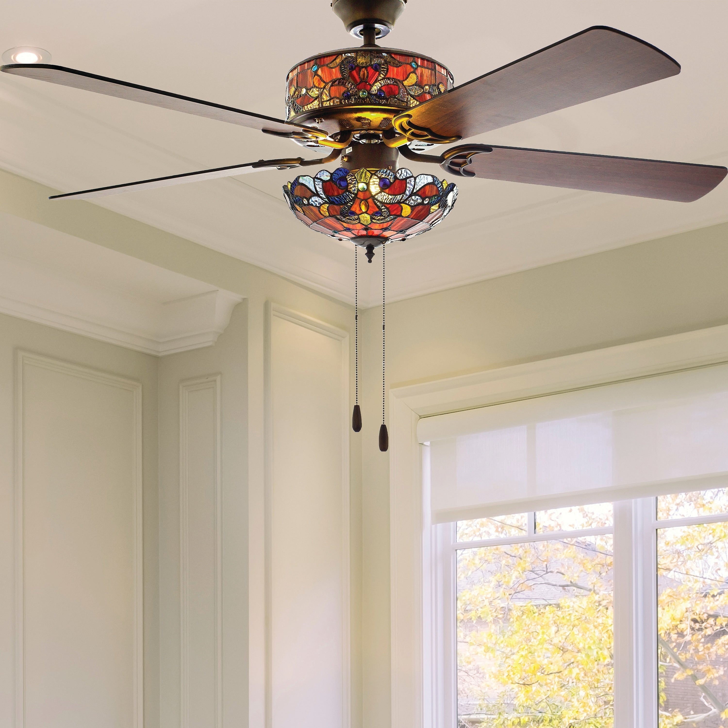 Ventilateur de plafond Copper Grove Guasipati 52 pouces style Tiffany Magna Carta - 52 po L x 52 po l x 16,5 po