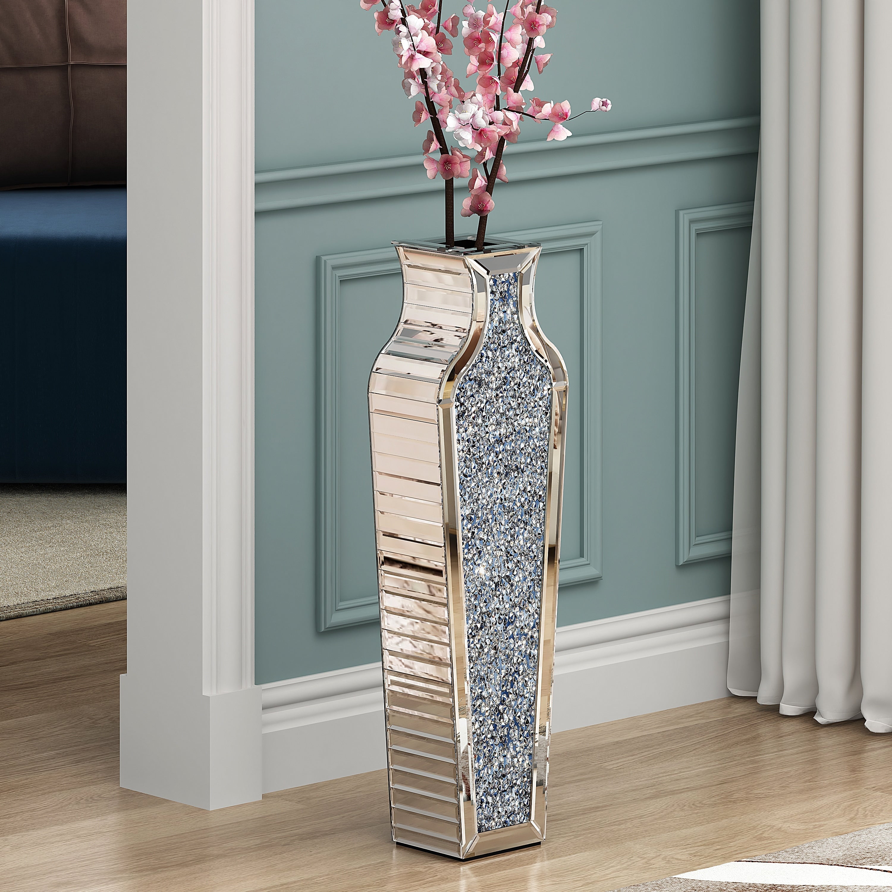 Grand vase de sol en diamants broyés