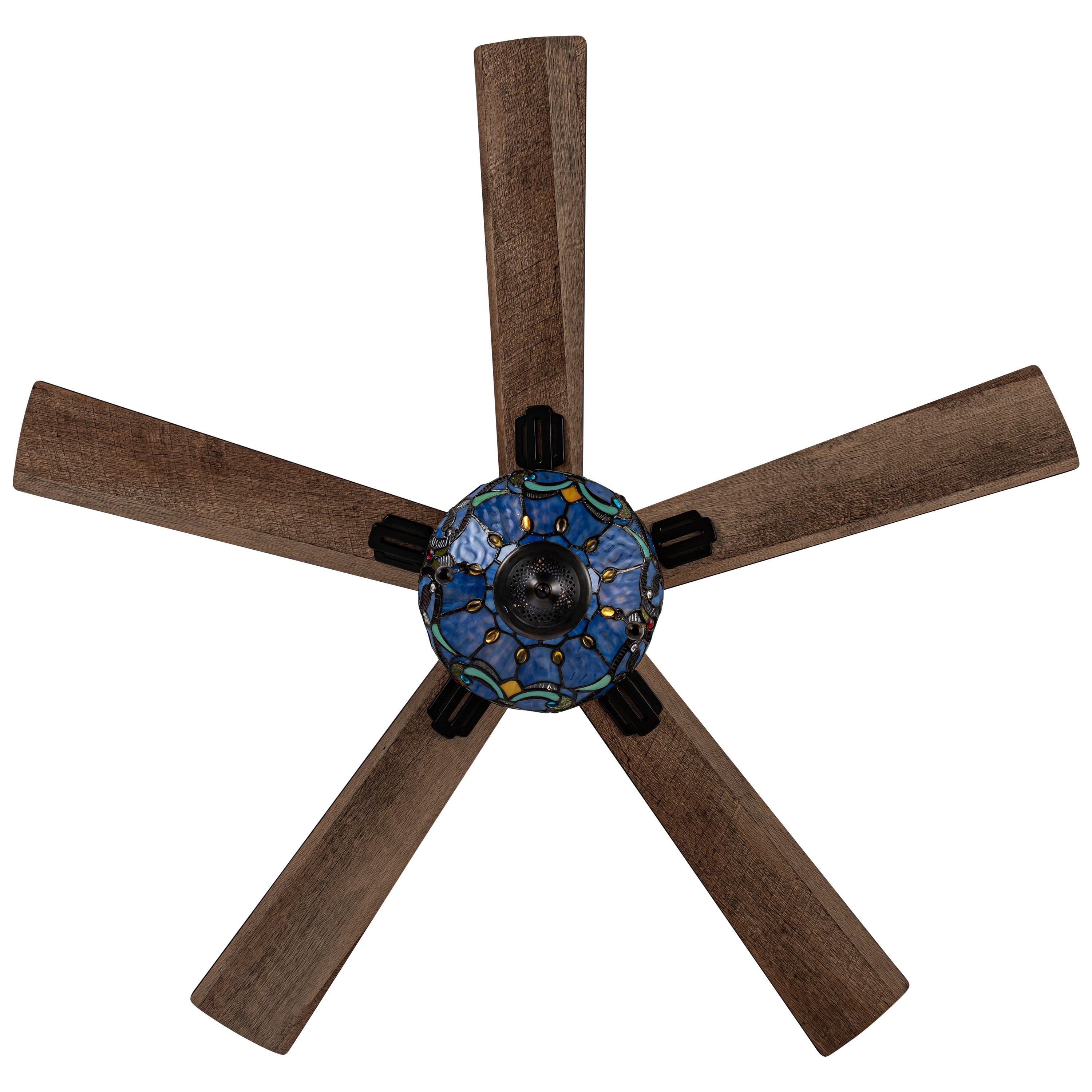 Ventilateur de plafond Della River of Goods en bronze huilé et vitrail, 52 pouces, 3 lumières, télécommandé