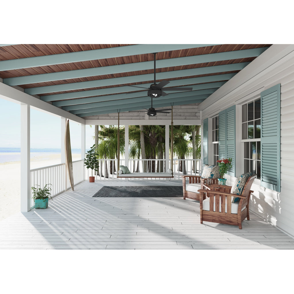 Ventilateur de plafond Hunter 52 Autumn Breeze II pour intérieur/extérieur avec éclairage LED et télécommande - Style industriel, transitionnel, moderne, cage