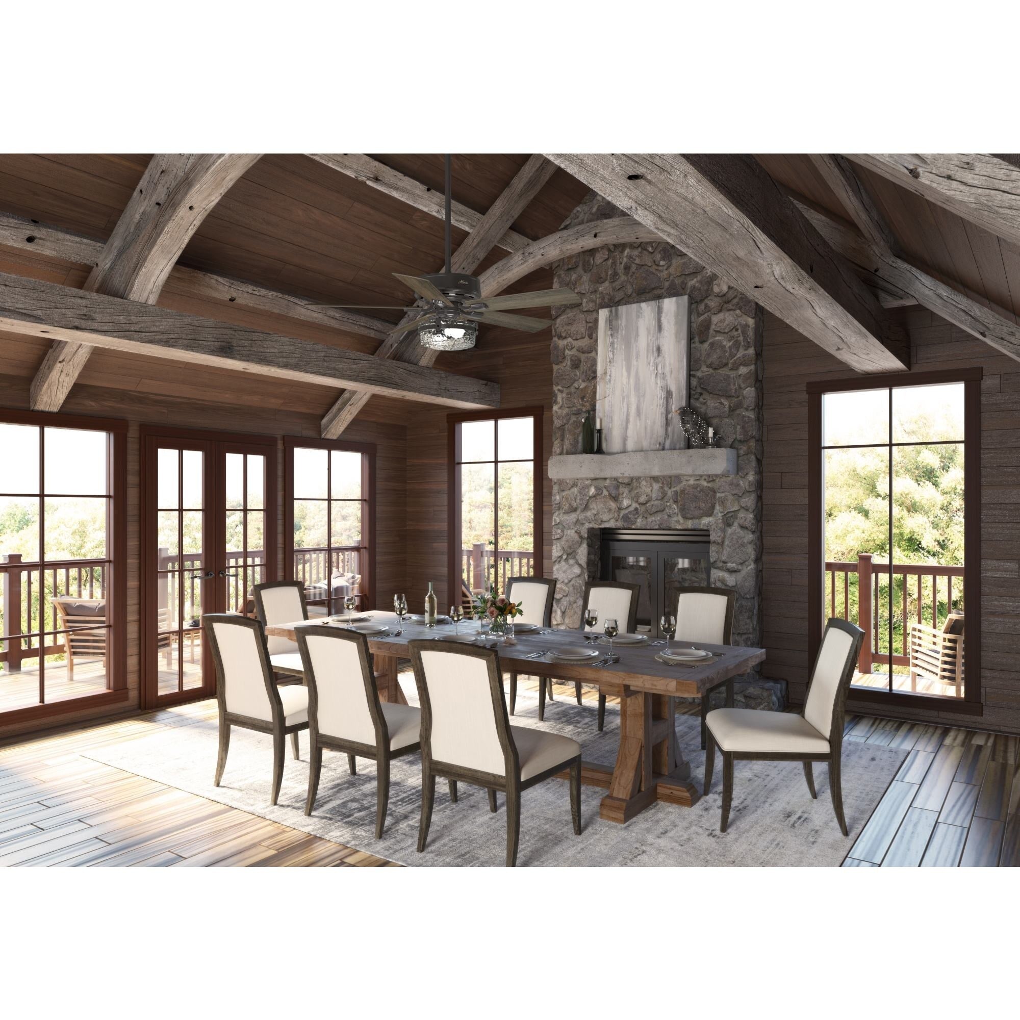 Ventilateur de plafond intérieur/extérieur Hunter 52 Canyon Ridge avec éclairage LED et télécommande - Style campagnard, rustique, industriel