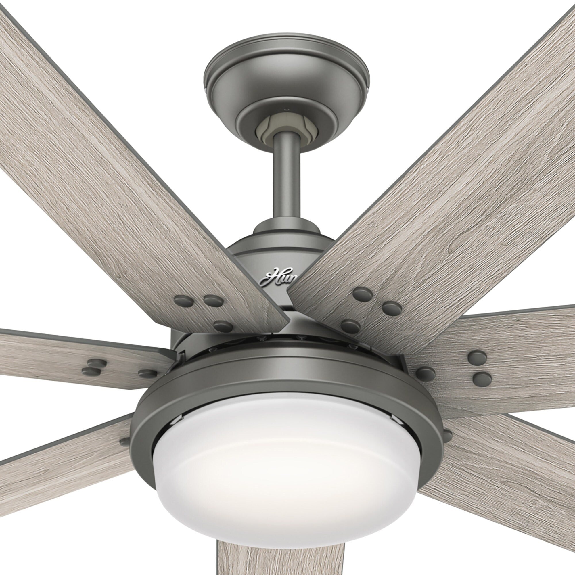 Ventilateur de plafond Hunter WiFi Whittington avec lumière LED, télécommande portable - Moulin à vent - Style industriel, campagnard, rustique - VENTILATEUR INTELLIGENT !
