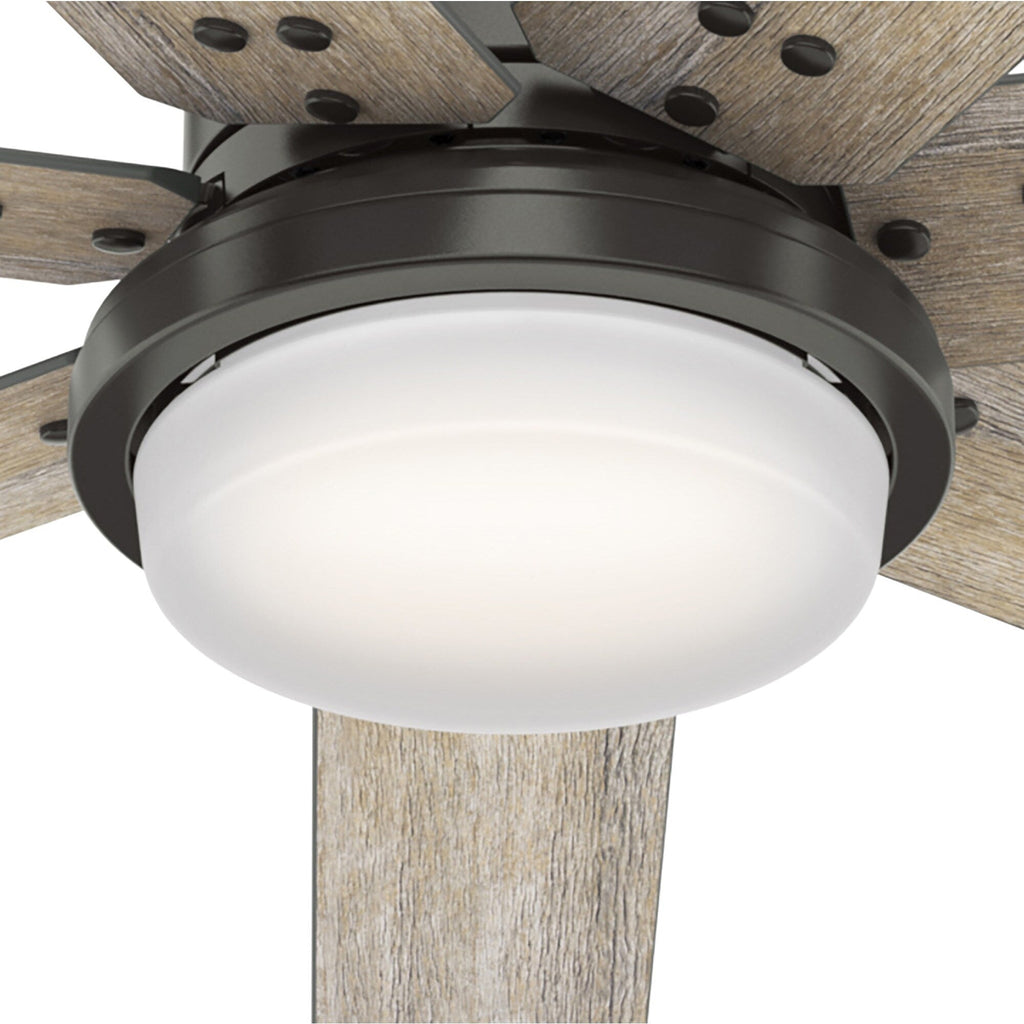 Ventilateur de plafond Hunter WiFi Whittington avec lumière LED, télécommande portable - Moulin à vent - Style industriel, campagnard, rustique - VENTILATEUR INTELLIGENT !