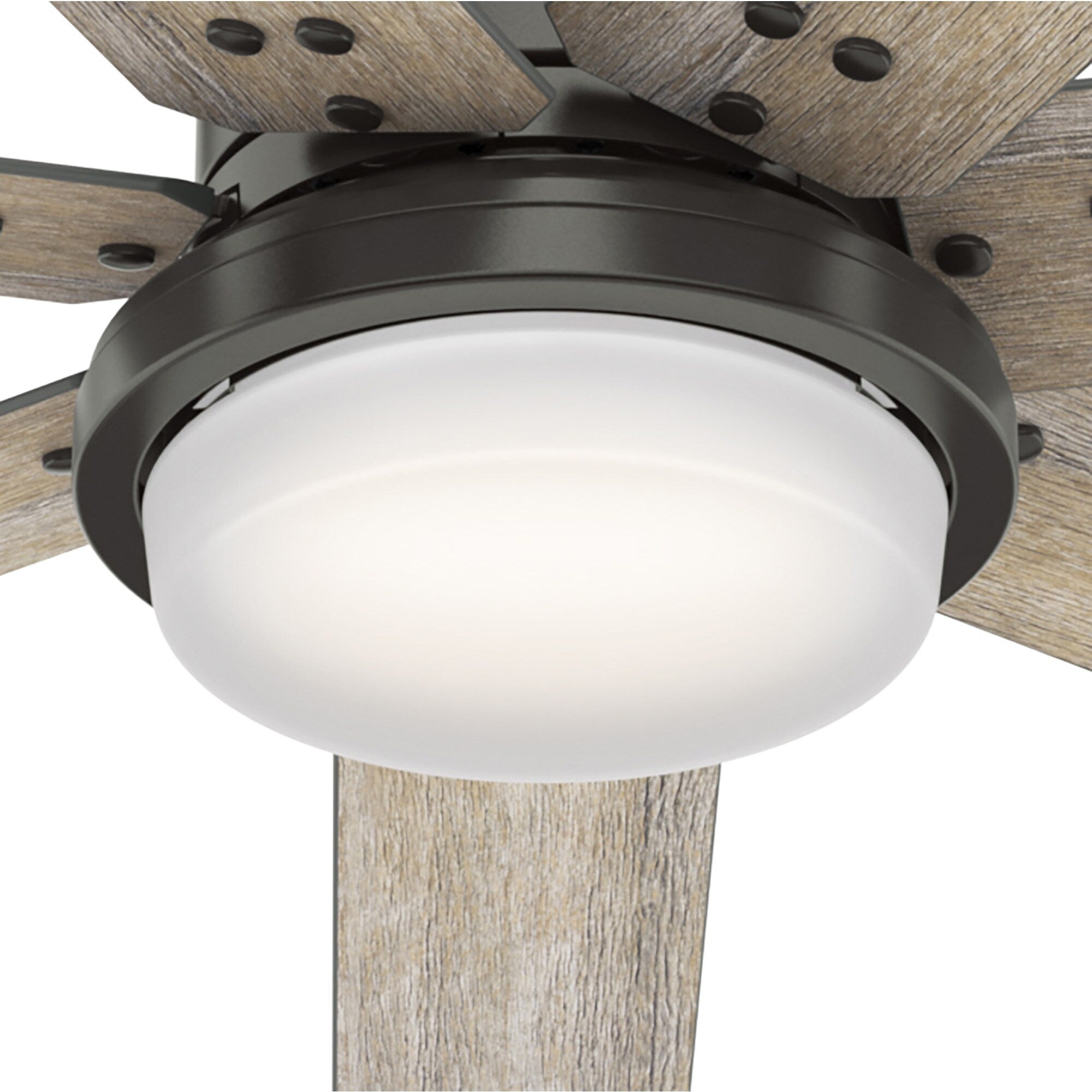 Ventilateur de plafond Hunter WiFi Whittington avec lumière LED, télécommande portable - Moulin à vent - Style industriel, campagnard, rustique - VENTILATEUR INTELLIGENT !