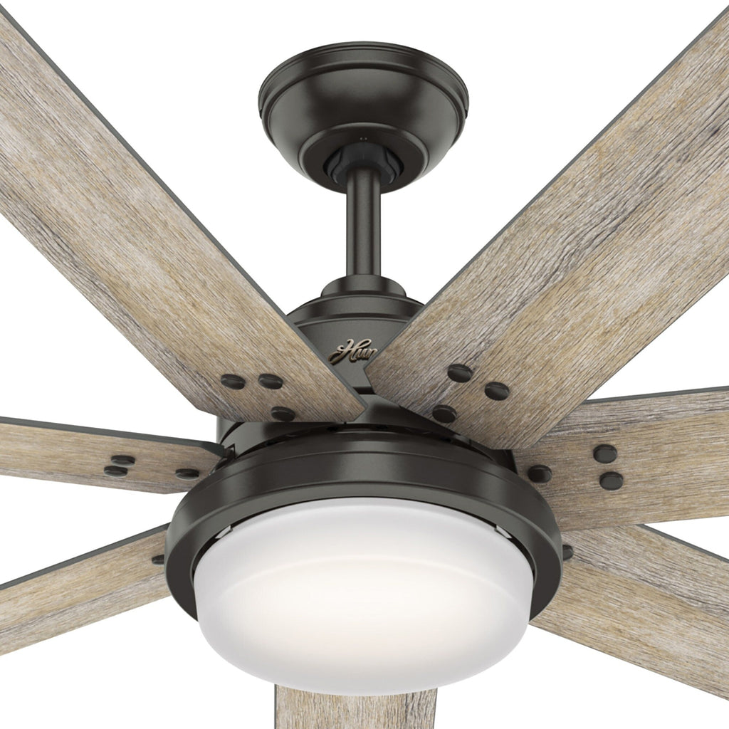 Ventilateur de plafond Hunter WiFi Whittington avec lumière LED, télécommande portable - Moulin à vent - Style industriel, campagnard, rustique - VENTILATEUR INTELLIGENT !