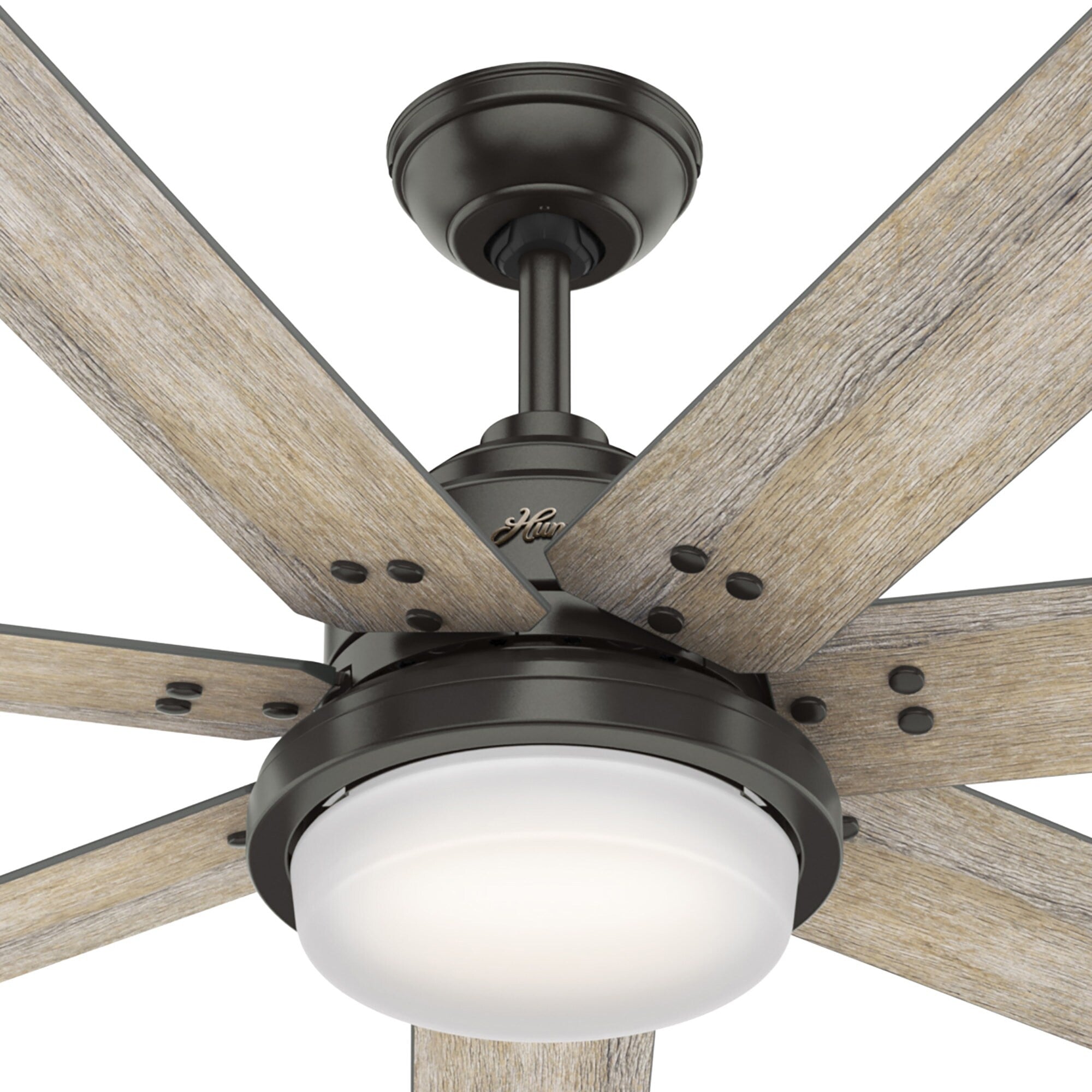 Ventilateur de plafond Hunter WiFi Whittington avec lumière LED, télécommande portable - Moulin à vent - Style industriel, campagnard, rustique - VENTILATEUR INTELLIGENT !
