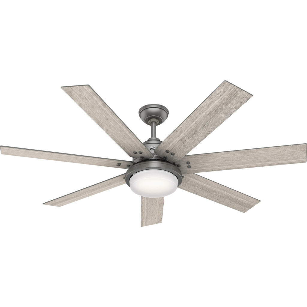 Ventilateur de plafond Hunter WiFi Whittington avec lumière LED, télécommande portable - Moulin à vent - Style industriel, campagnard, rustique - VENTILATEUR INTELLIGENT !