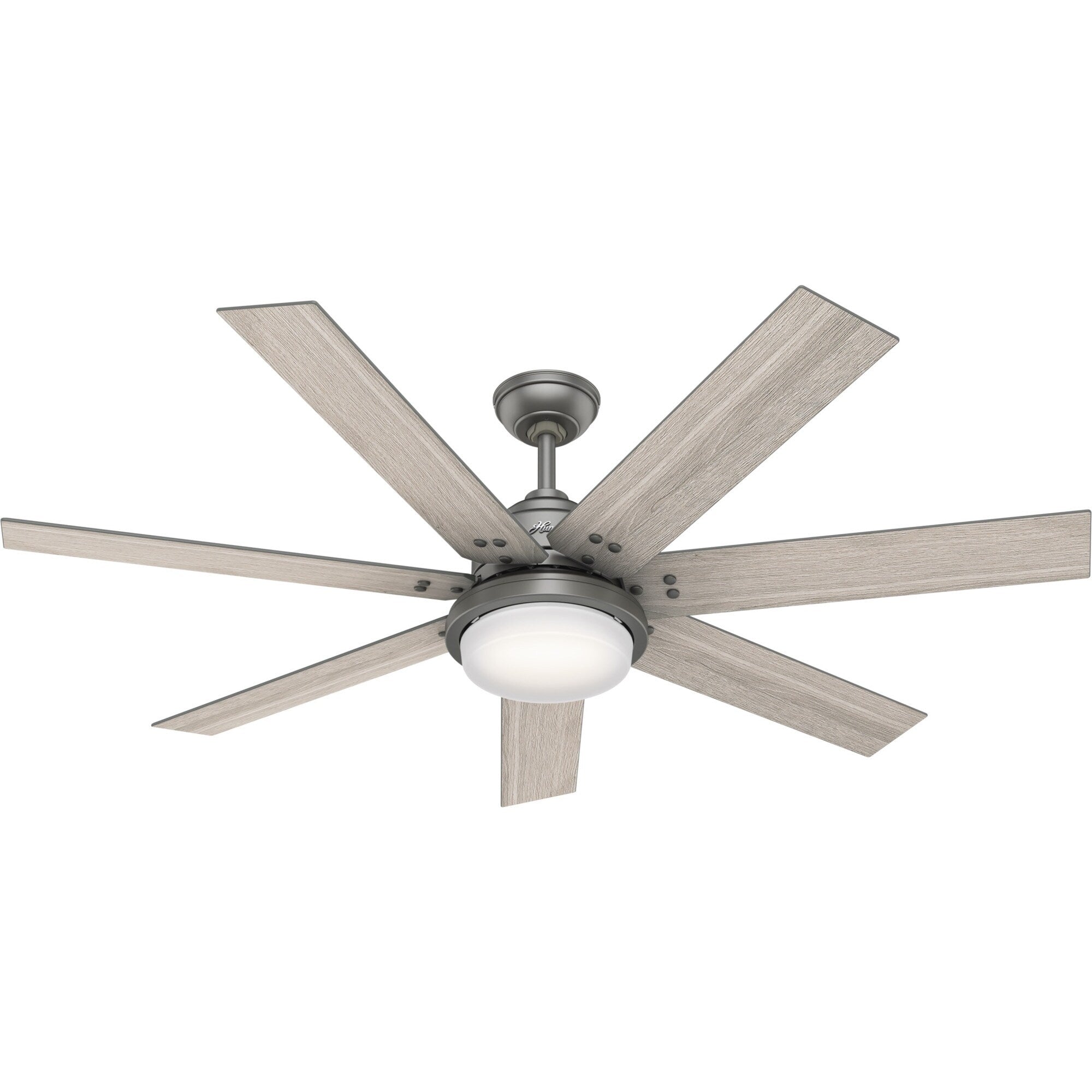 Ventilateur de plafond Hunter WiFi Whittington avec lumière LED, télécommande portable - Moulin à vent - Style industriel, campagnard, rustique - VENTILATEUR INTELLIGENT !