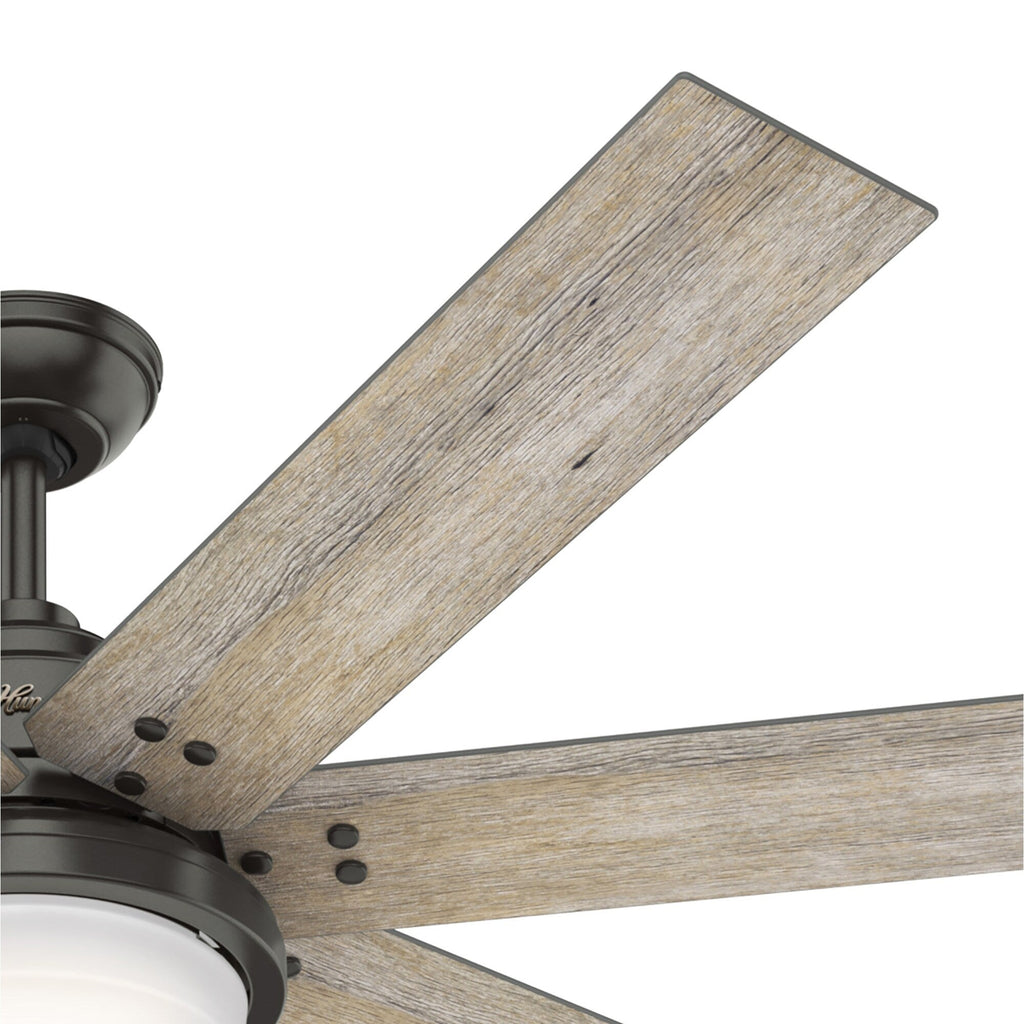 Ventilateur de plafond Hunter WiFi Whittington avec lumière LED, télécommande portable - Moulin à vent - Style industriel, campagnard, rustique - VENTILATEUR INTELLIGENT !