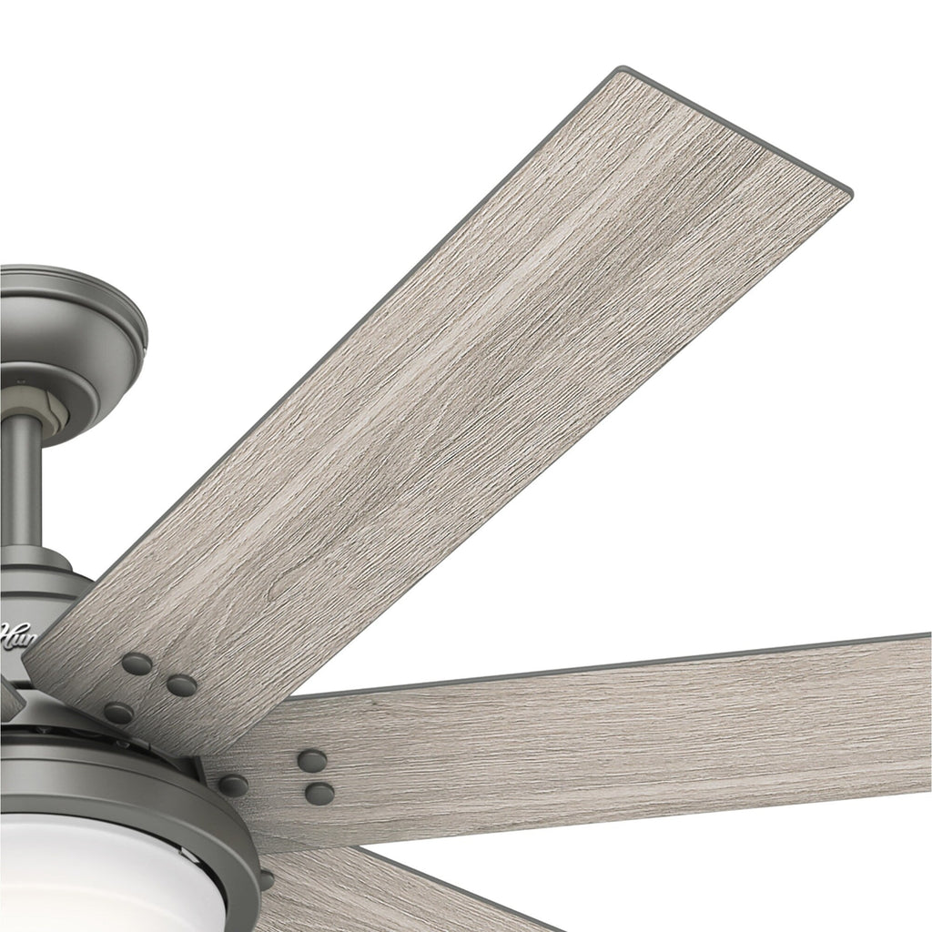 Ventilateur de plafond Hunter WiFi Whittington avec lumière LED, télécommande portable - Moulin à vent - Style industriel, campagnard, rustique - VENTILATEUR INTELLIGENT !