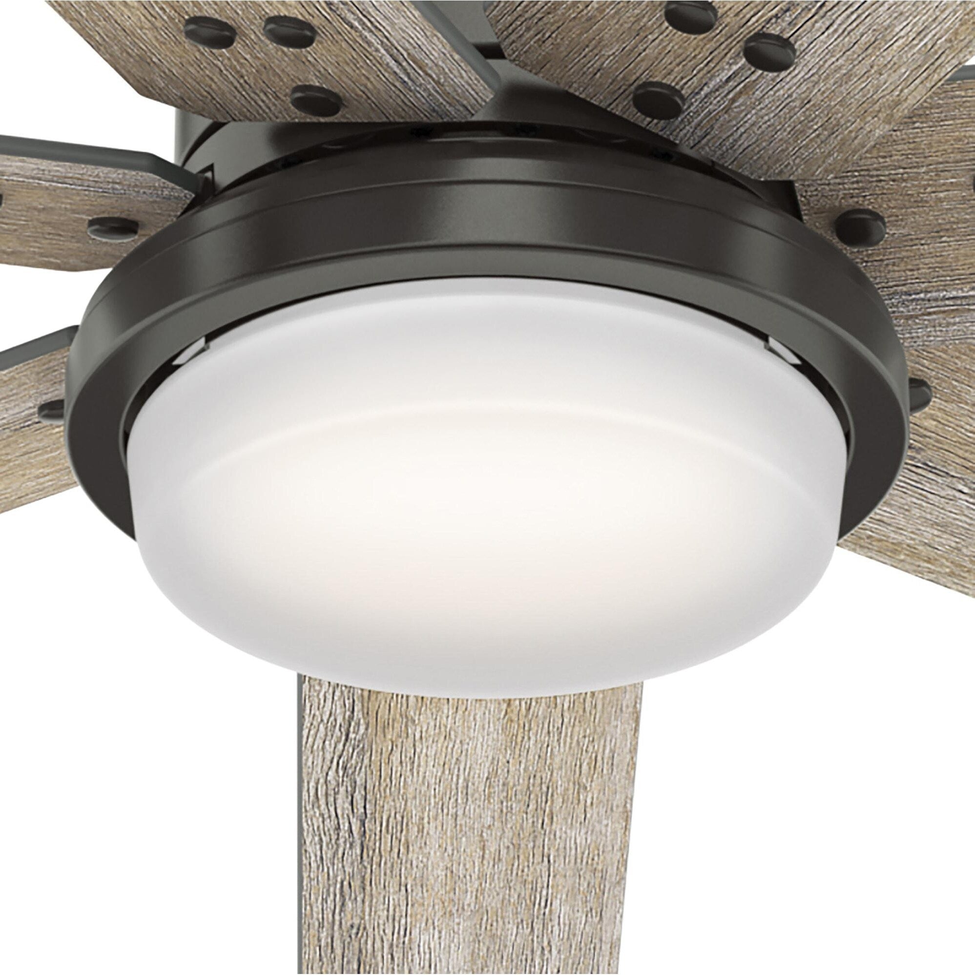 Ventilateur de plafond Hunter WiFi Whittington avec lumière LED, télécommande portable - Moulin à vent - Style industriel, campagnard, rustique - VENTILATEUR INTELLIGENT !