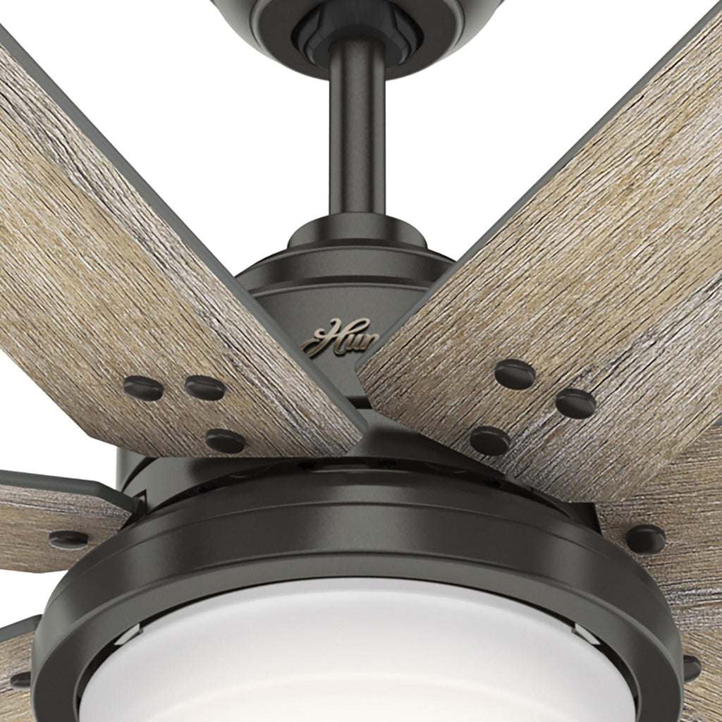 Ventilateur de plafond Hunter WiFi Whittington avec lumière LED, télécommande portable - Moulin à vent - Style industriel, campagnard, rustique - VENTILATEUR INTELLIGENT !