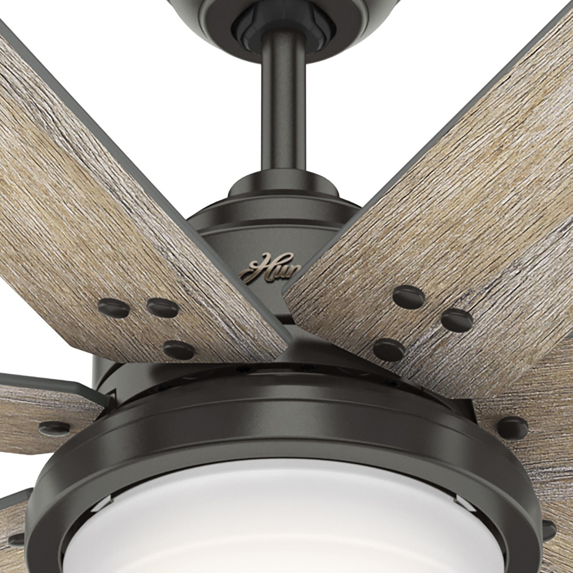 Ventilateur de plafond Hunter WiFi Whittington avec lumière LED, télécommande portable - Moulin à vent - Style industriel, campagnard, rustique - VENTILATEUR INTELLIGENT !