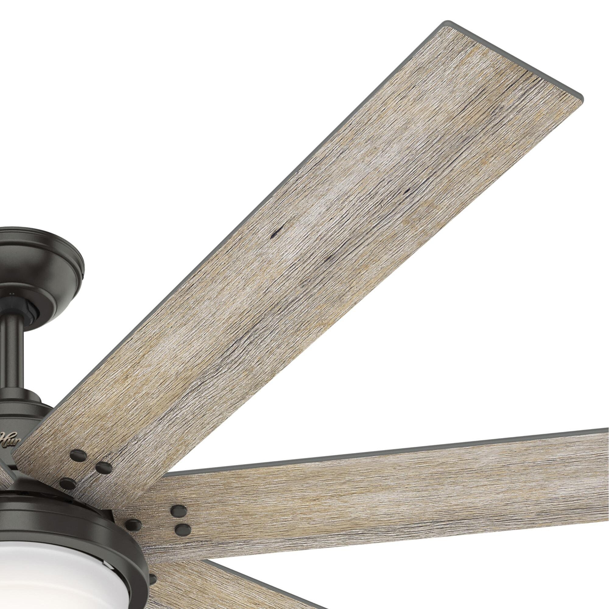 Ventilateur de plafond Hunter WiFi Whittington avec lumière LED, télécommande portable - Moulin à vent - Style industriel, campagnard, rustique - VENTILATEUR INTELLIGENT !