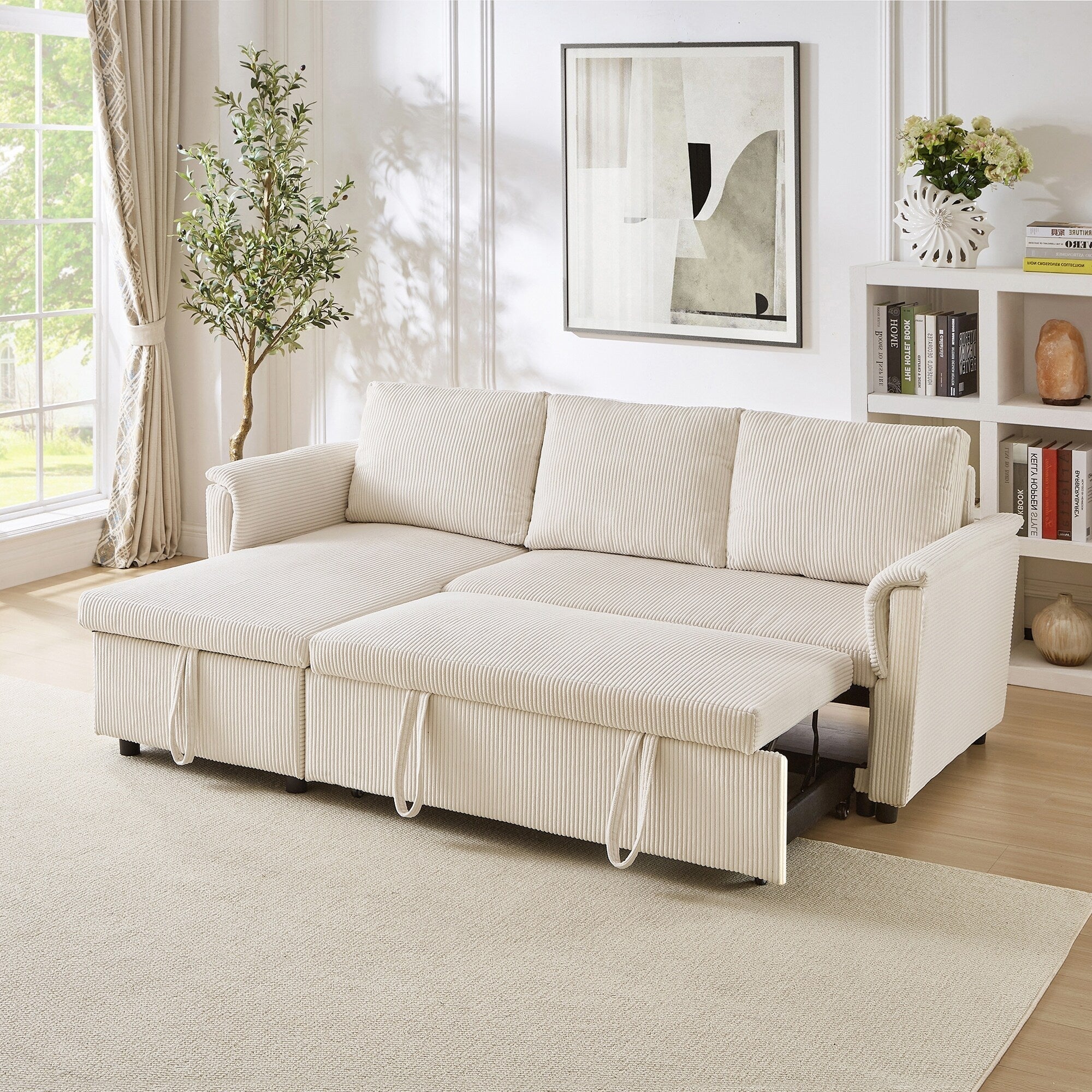 Canapé deux places avec méridienne, canapé d'angle modulable convertible avec méridienne de rangement