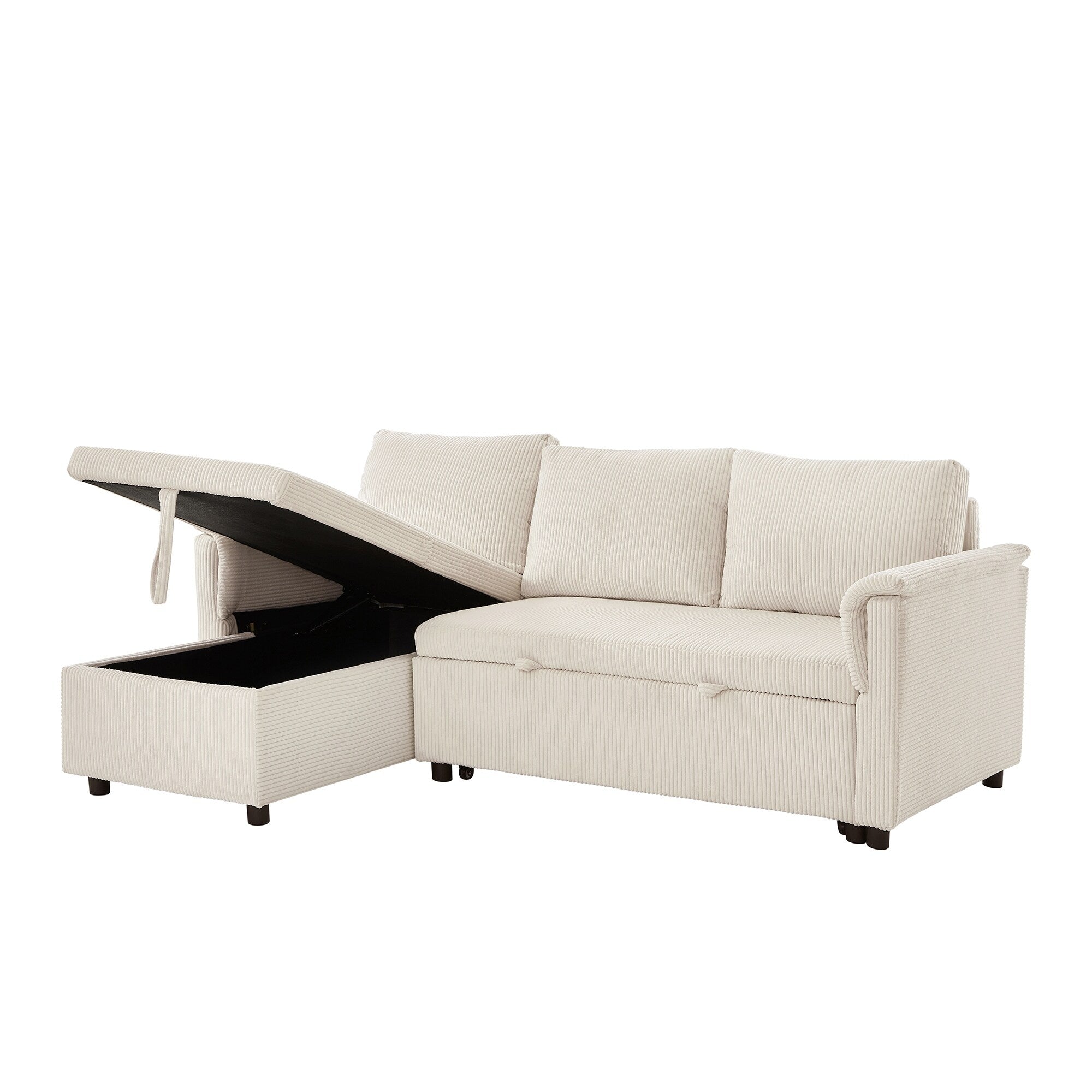 Canapé deux places avec méridienne, canapé d'angle modulable convertible avec méridienne de rangement