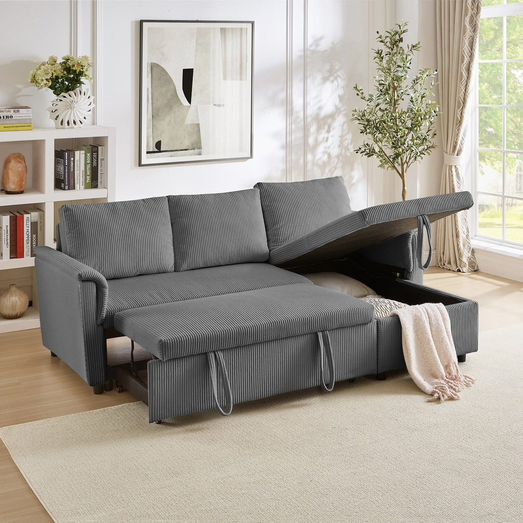 Canapé deux places avec méridienne, canapé d'angle modulable convertible avec méridienne de rangement