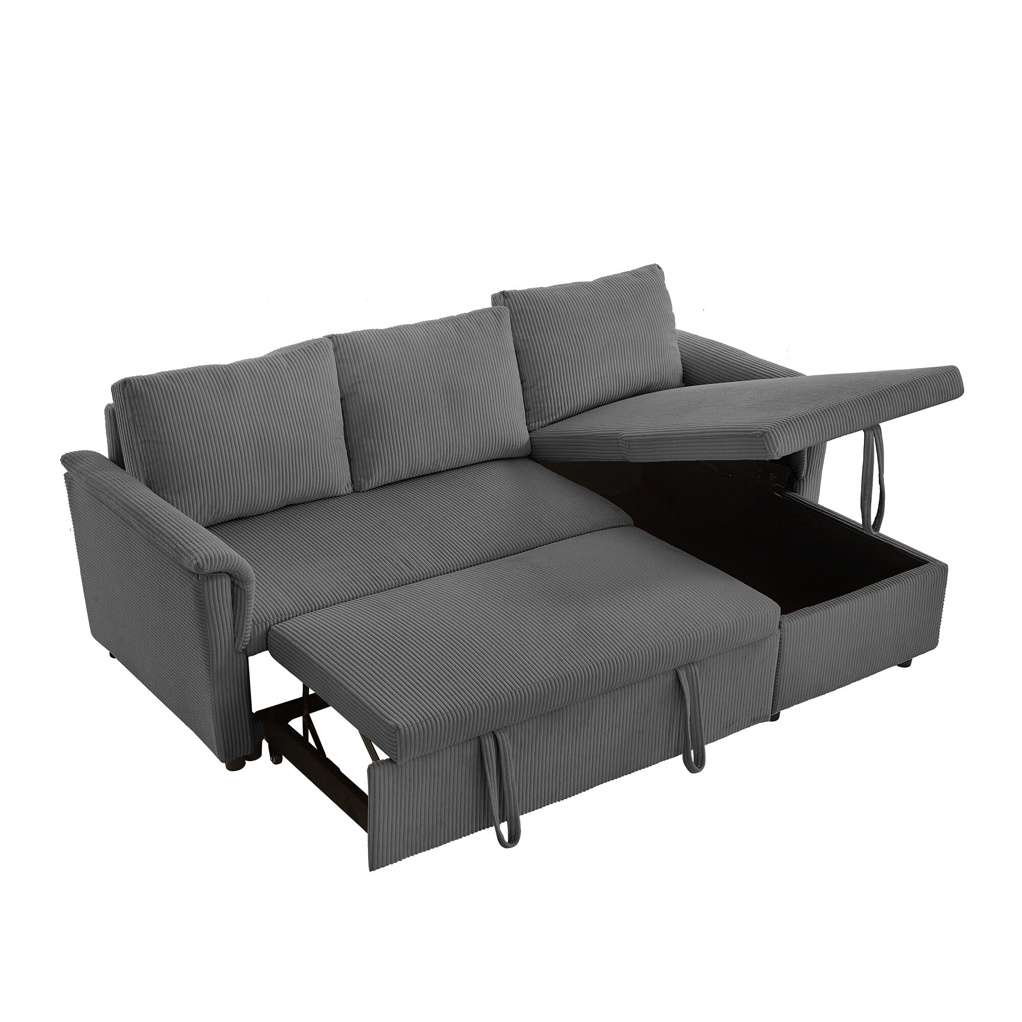 Canapé deux places avec méridienne, canapé d'angle modulable convertible avec méridienne de rangement