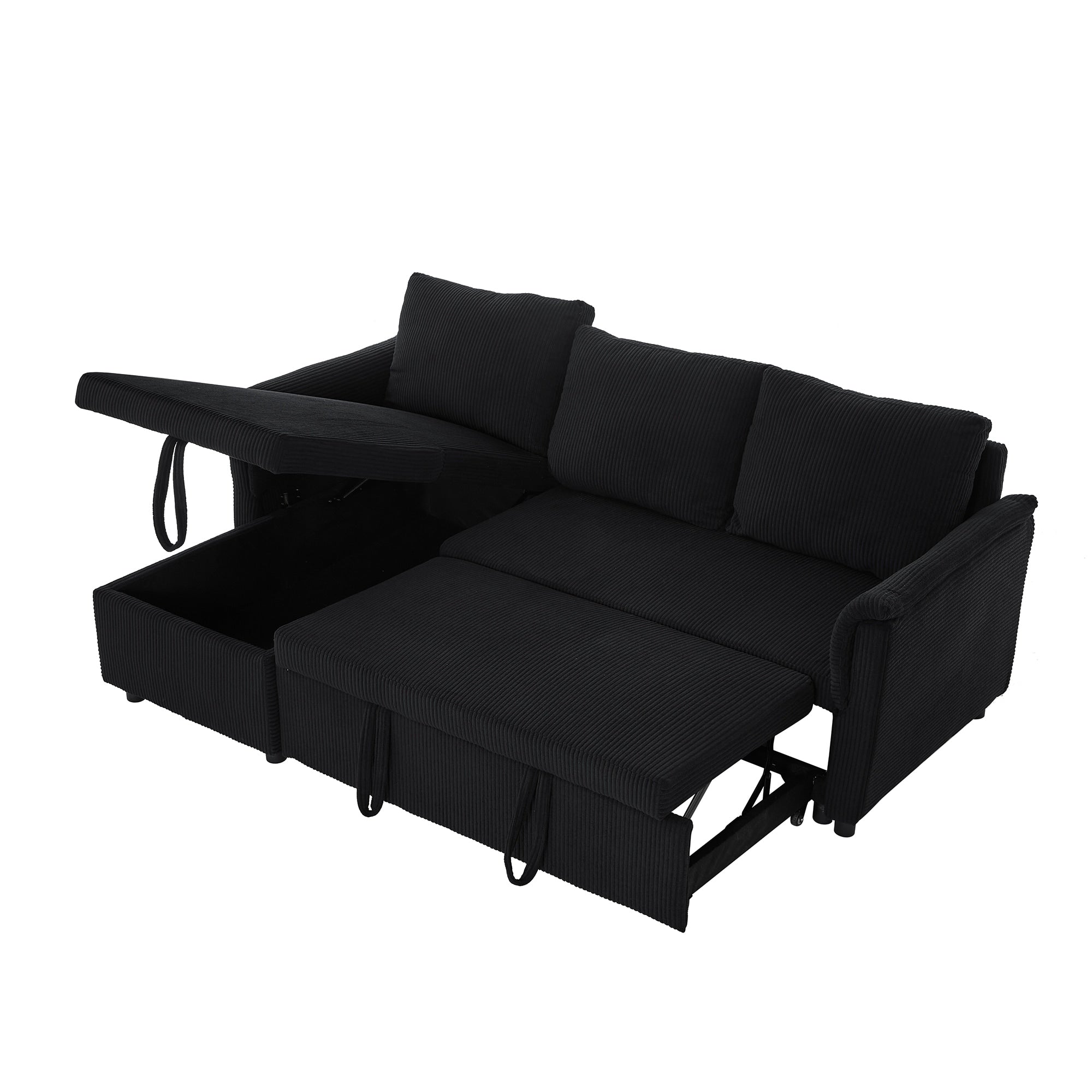 Canapé deux places avec méridienne, canapé d'angle modulable convertible avec méridienne de rangement
