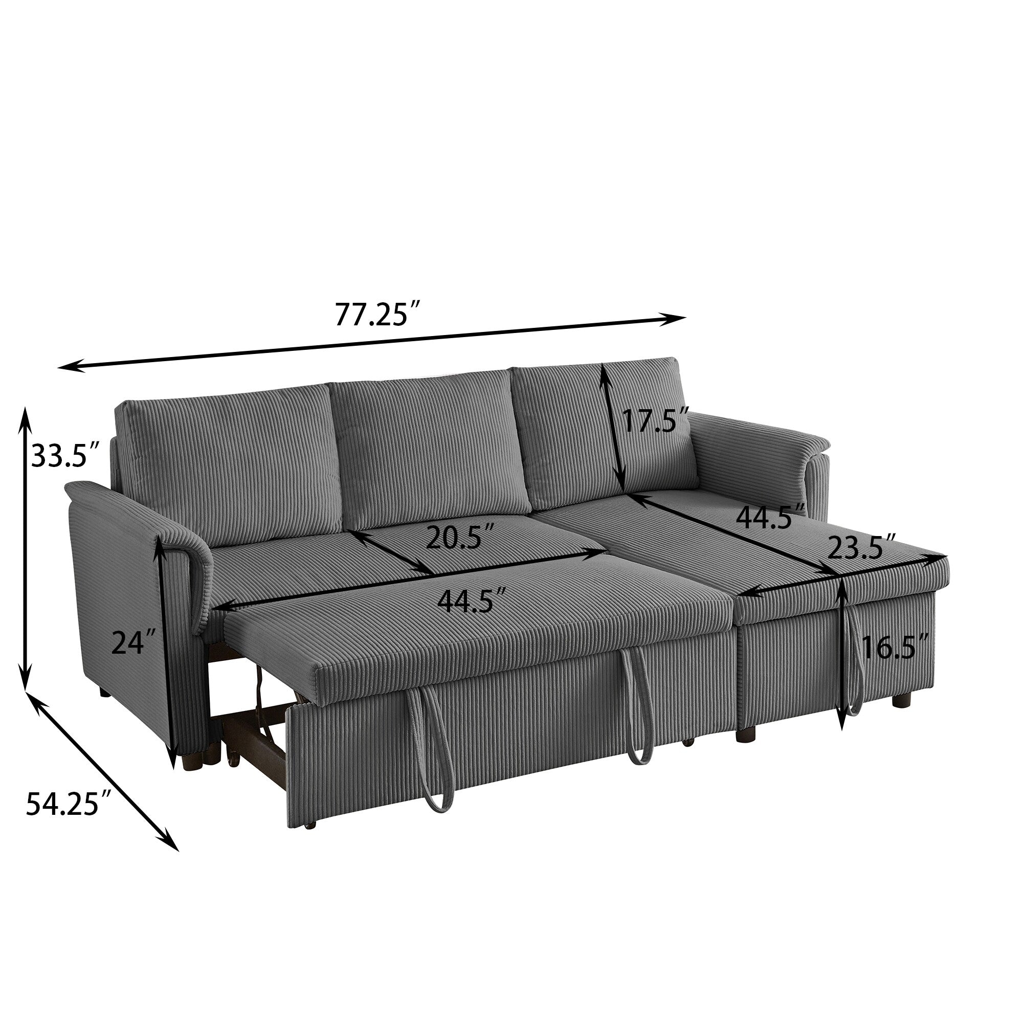 Canapé deux places avec méridienne, canapé d'angle modulable convertible avec méridienne de rangement