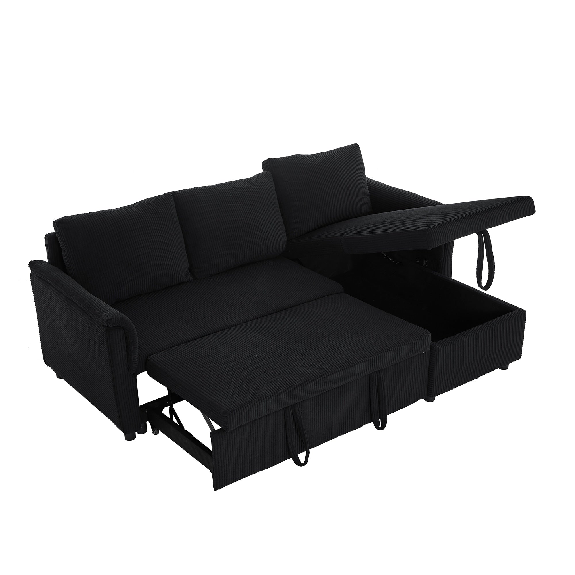 Canapé deux places avec méridienne, canapé d'angle modulable convertible avec méridienne de rangement