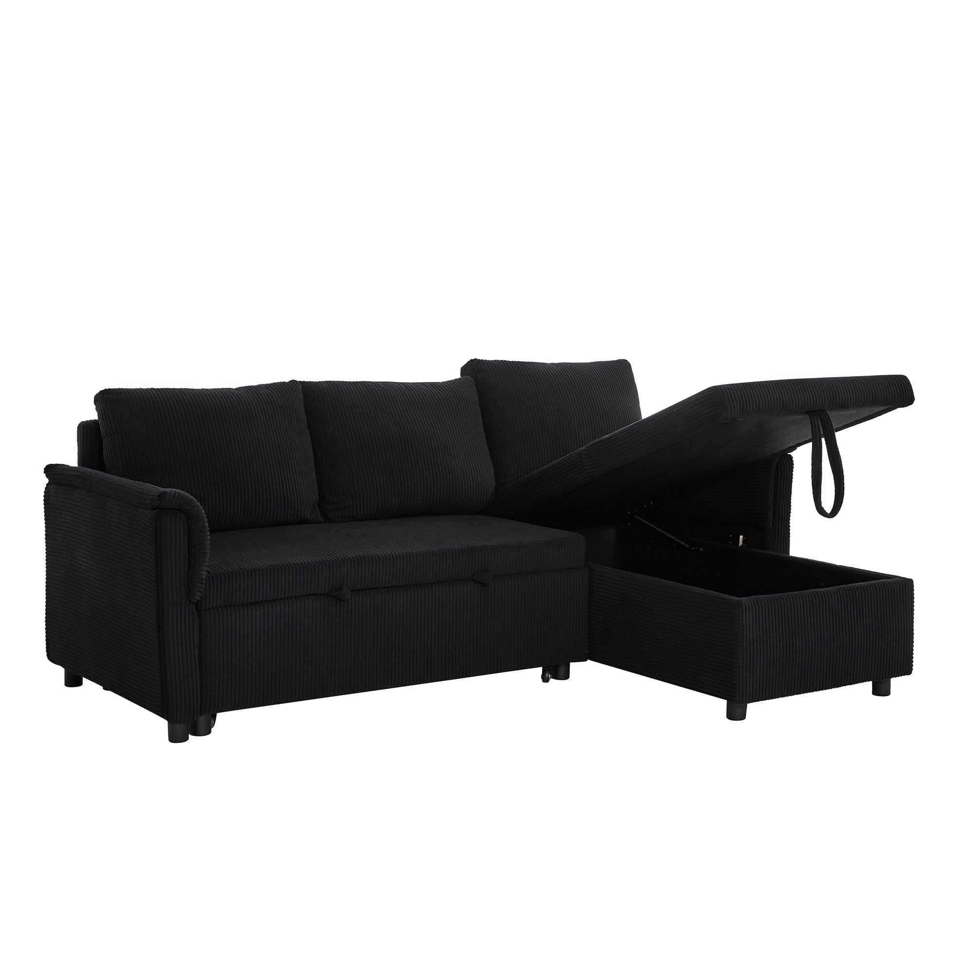 Canapé deux places avec méridienne, canapé d'angle modulable convertible avec méridienne de rangement