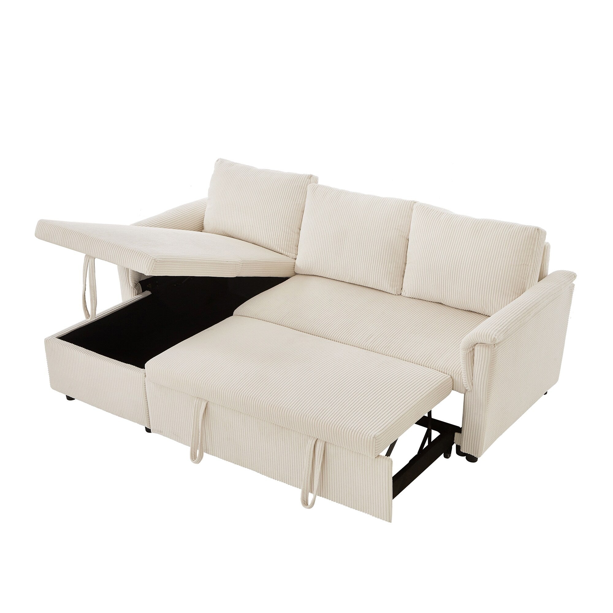 Canapé deux places avec méridienne, canapé d'angle modulable convertible avec méridienne de rangement