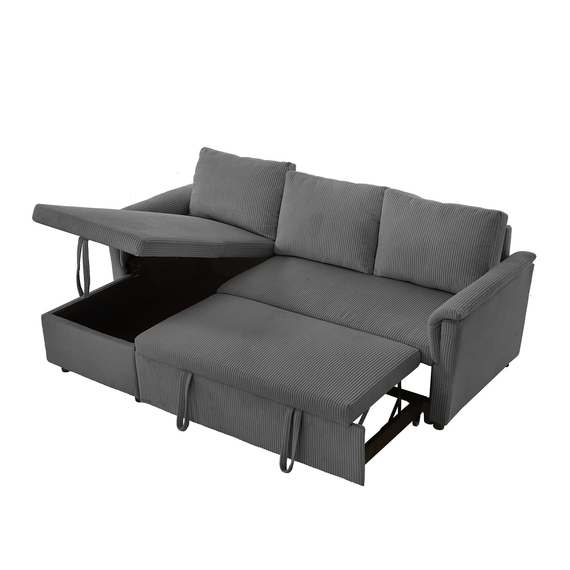 Canapé deux places avec méridienne, canapé d'angle modulable convertible avec méridienne de rangement