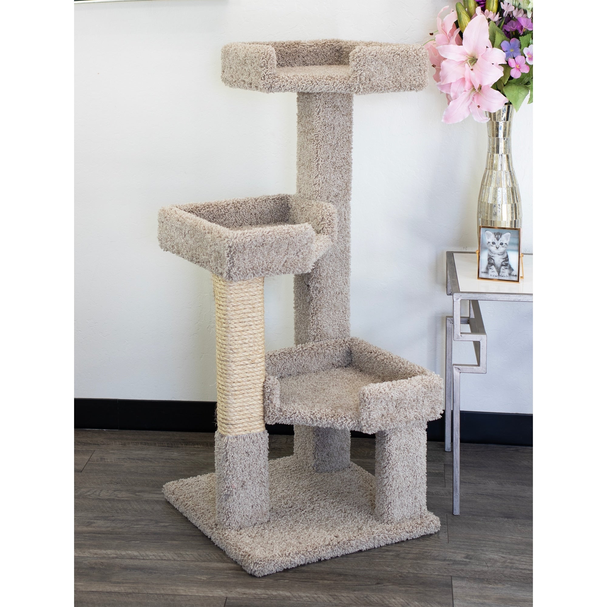 Nouveaux condos pour chats à 3 niveaux en bois massif et moquette, arbre à chat