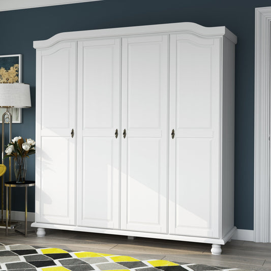 Armoire-penderie Kyle 4 portes de Palace Imports, 100 % bois massif, avec portes en bois massif ou miroir