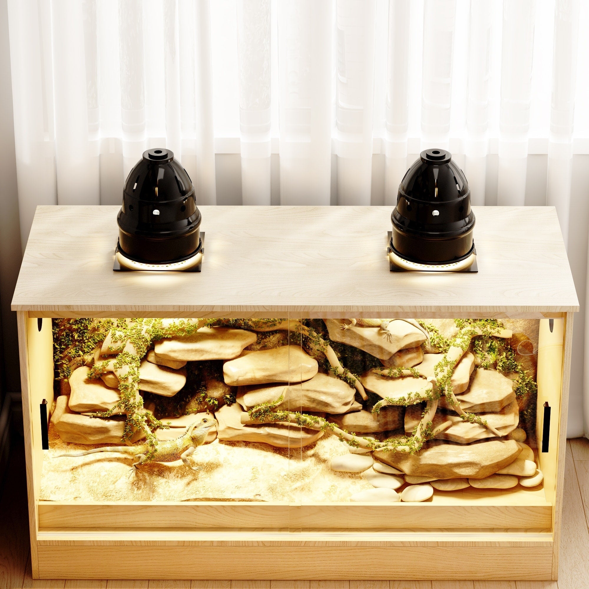 Habitat pour reptiles - Terrarium spacieux pour lézards, serpents et autres - 47,2