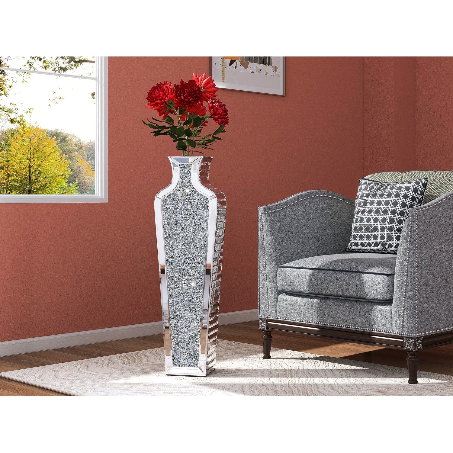 Grand vase de sol en diamants broyés
