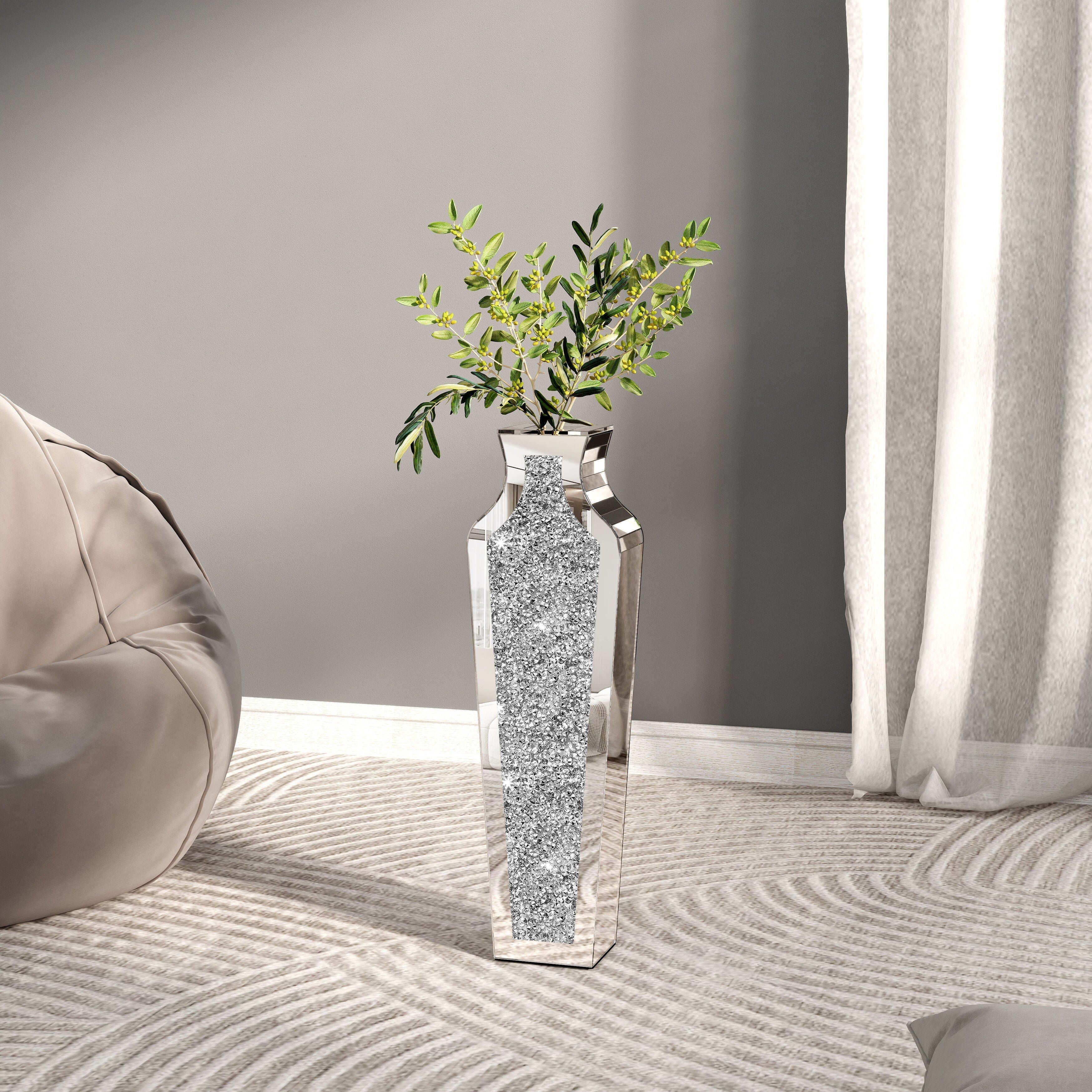 Grand vase de sol en diamants broyés