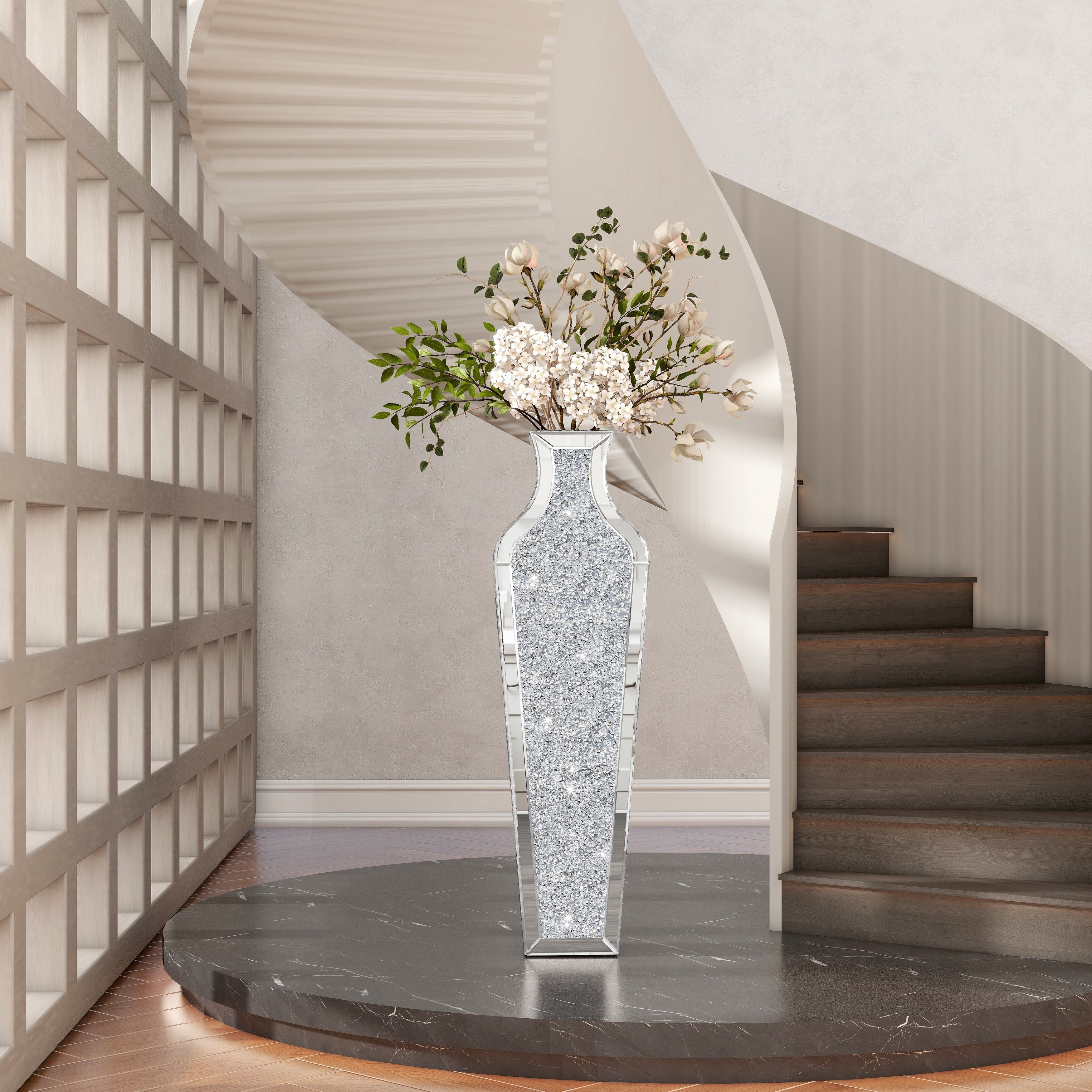 Grand vase de sol en diamants broyés