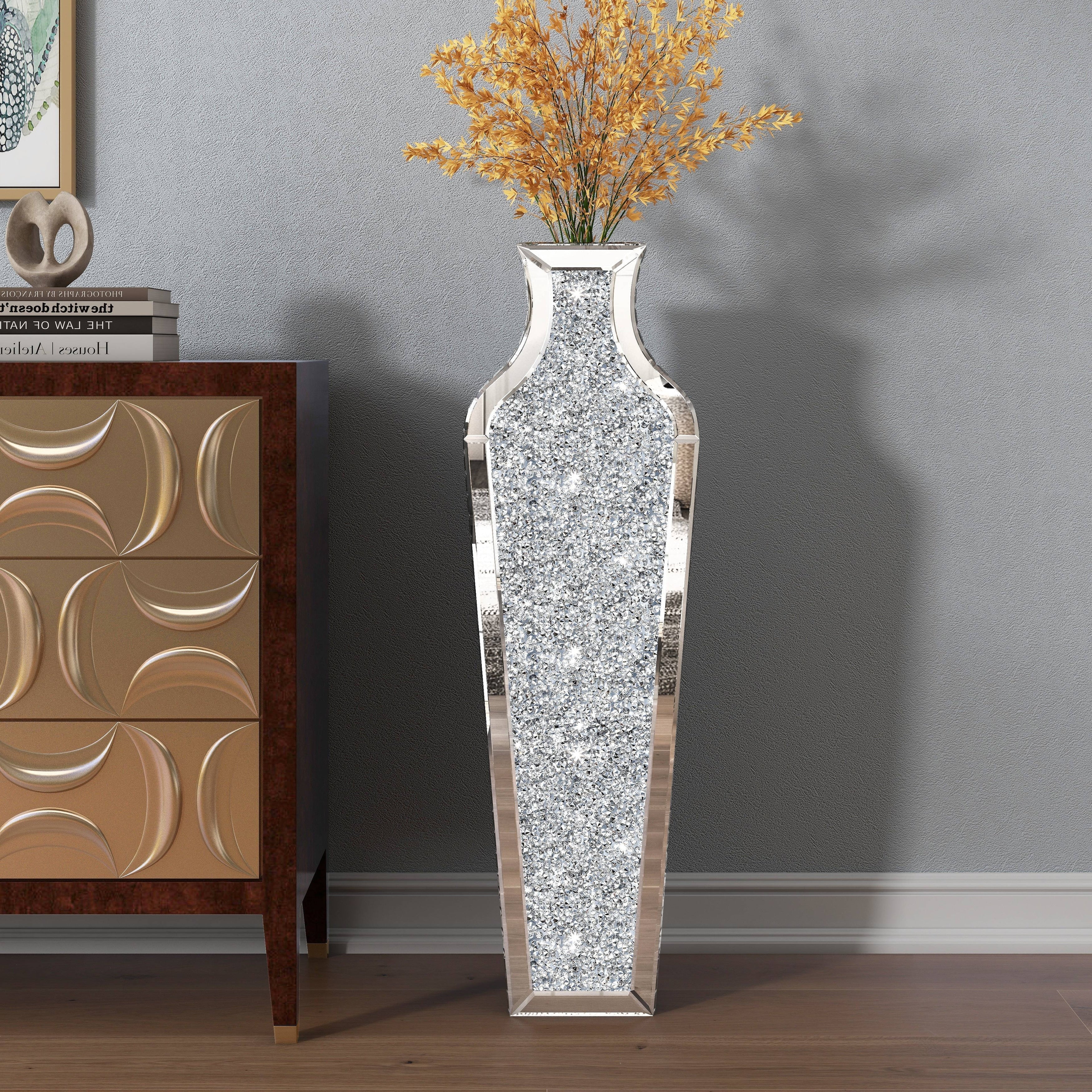 Grand vase de sol en diamants broyés