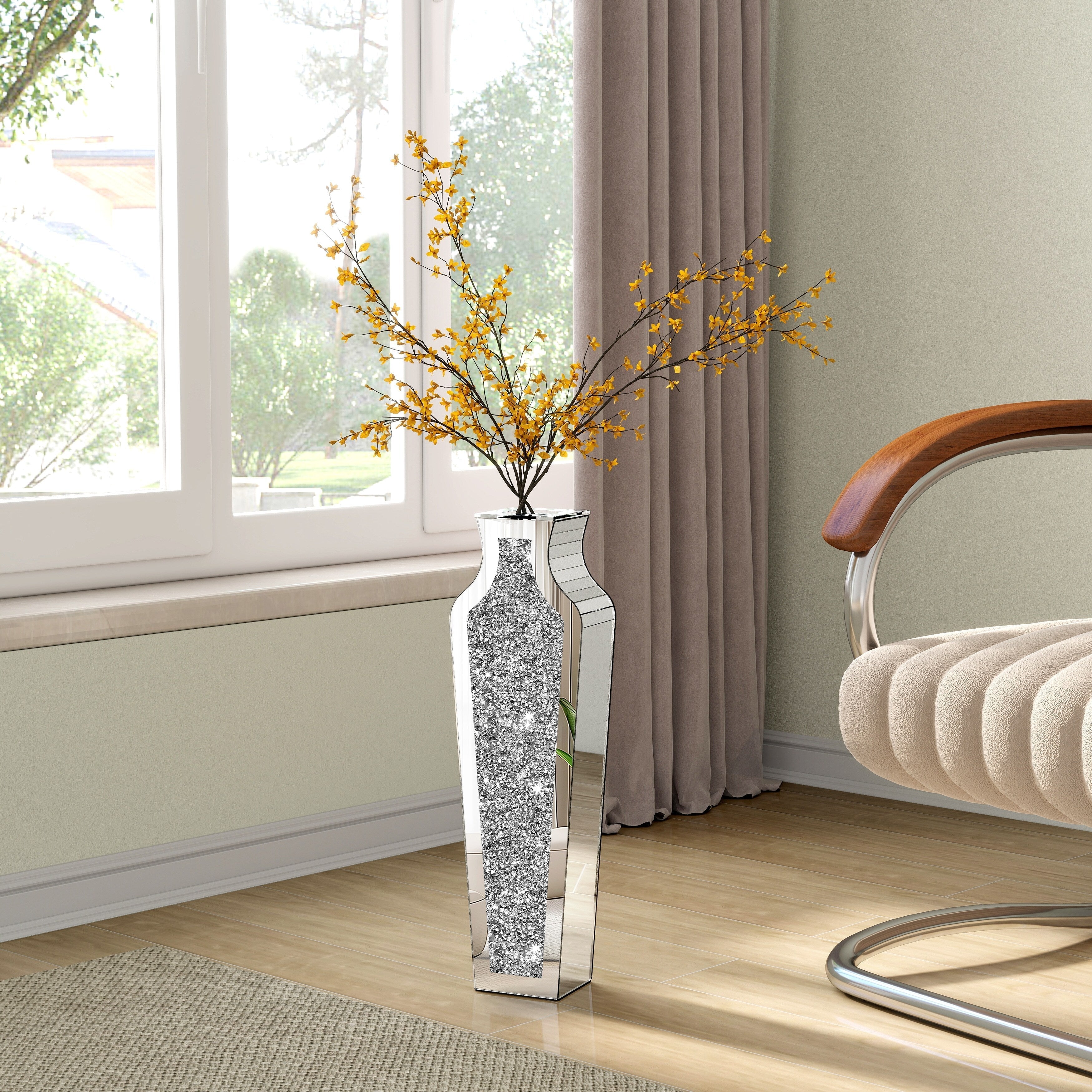 Grand vase de sol en diamants broyés