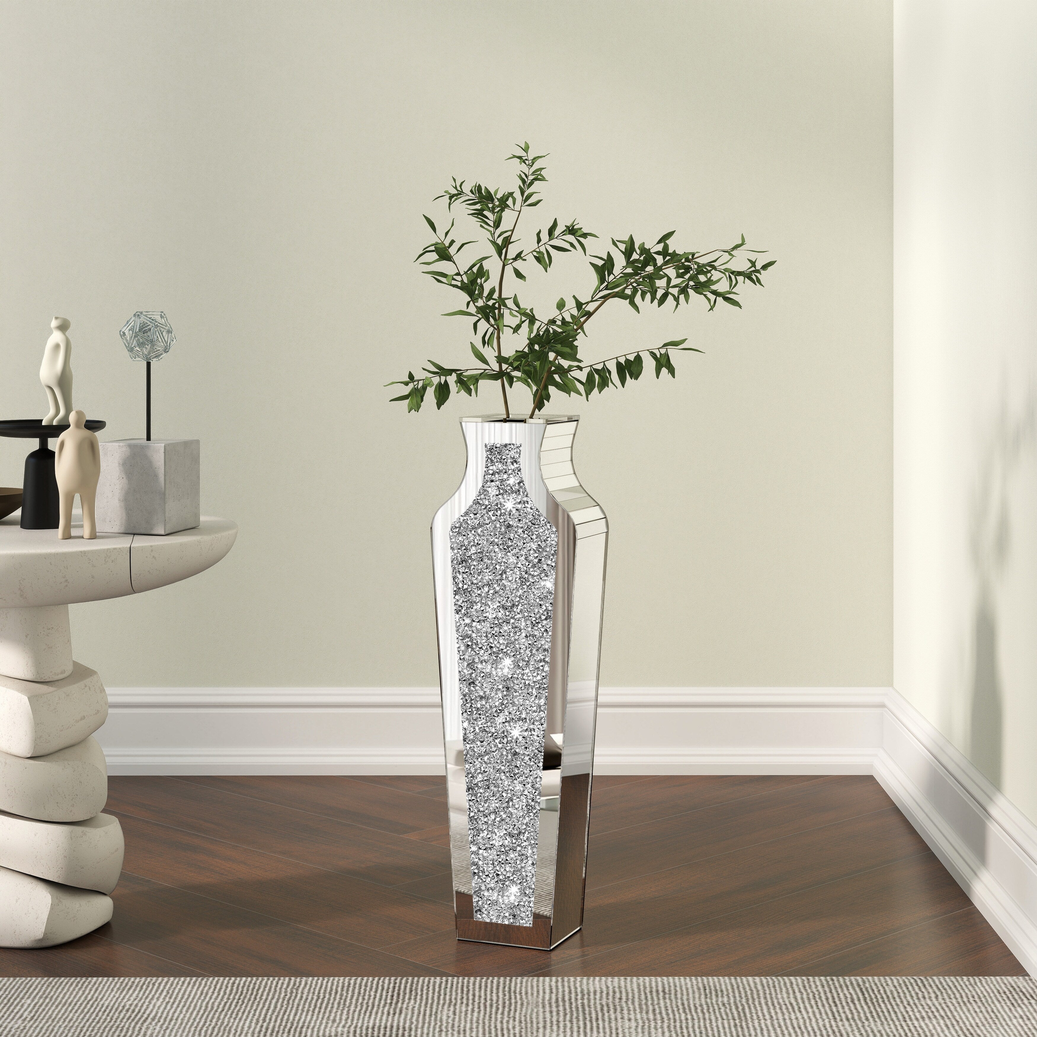 Grand vase de sol en diamants broyés