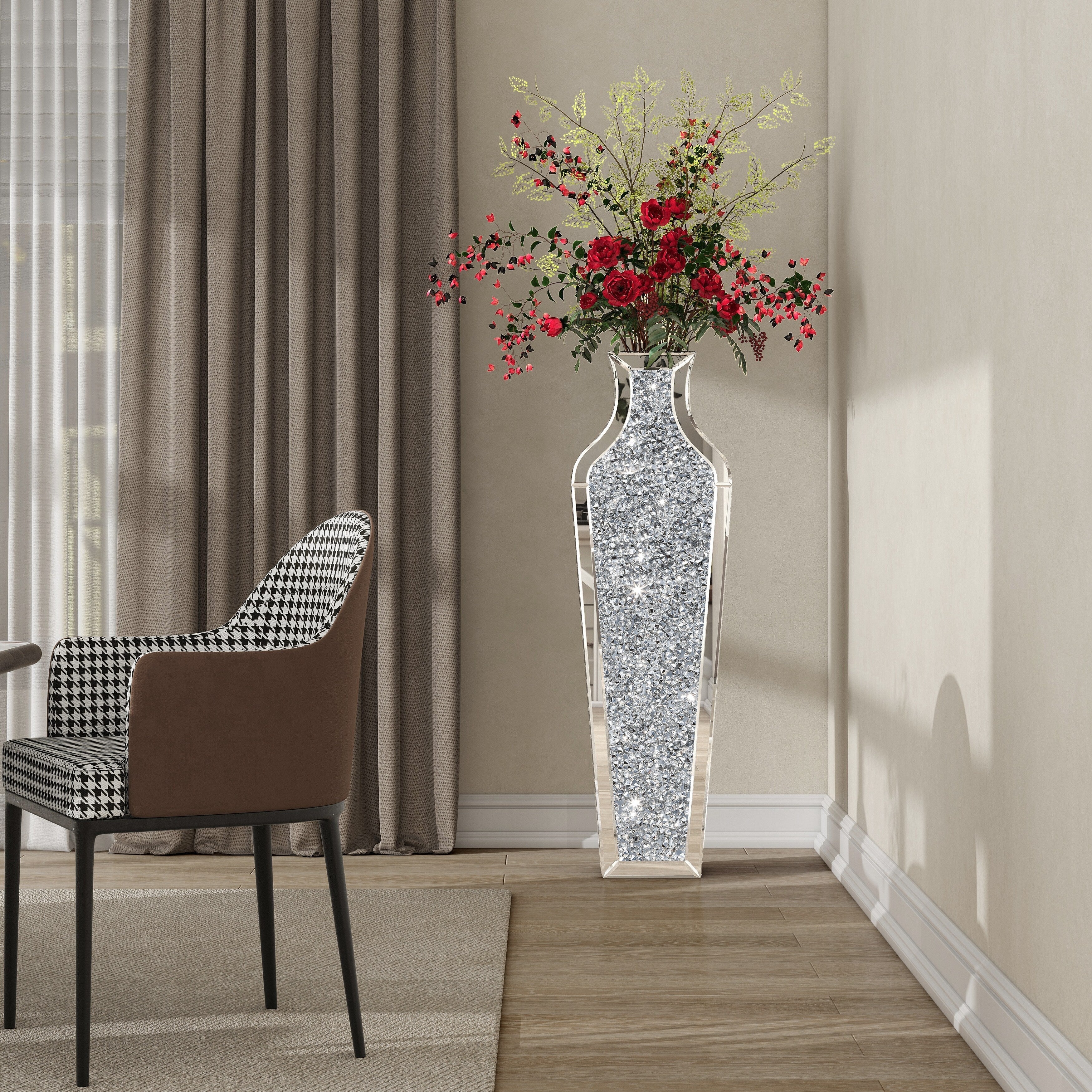 Grand vase de sol en diamants broyés