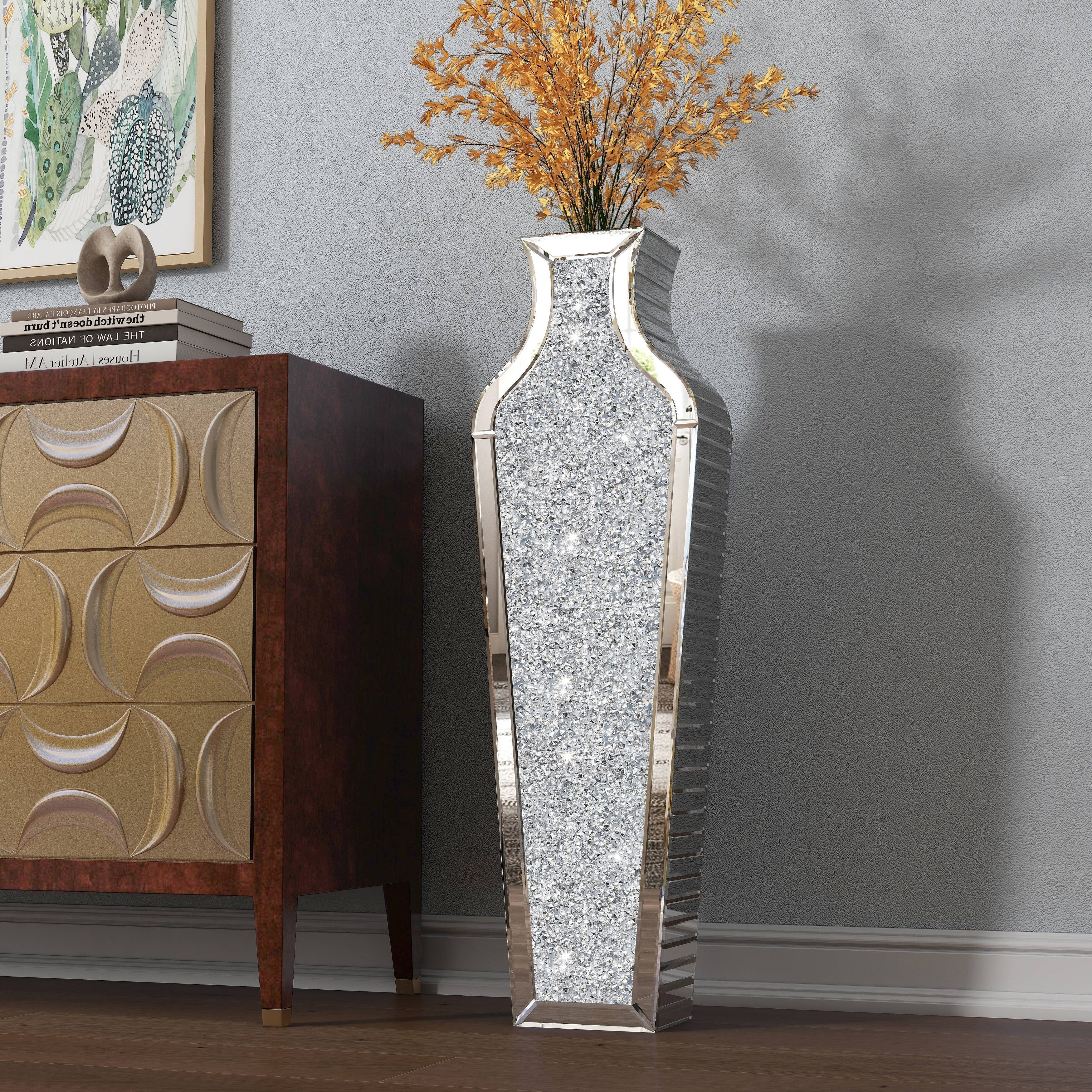 Grand vase de sol en diamants broyés