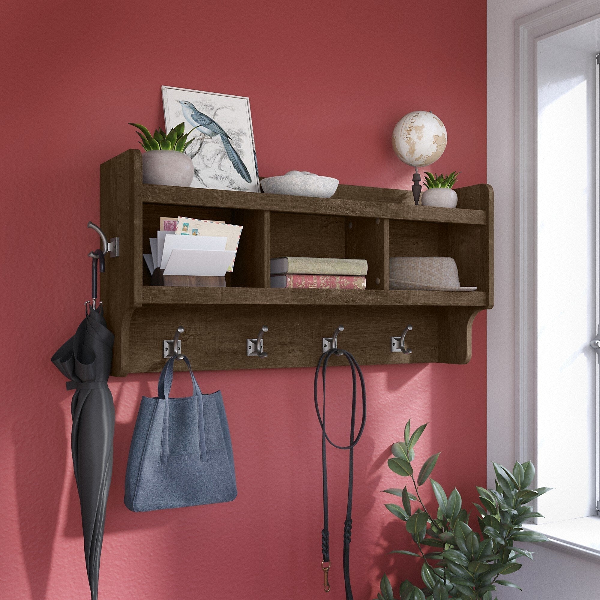 Porte-manteau mural Woodland 40W avec étagère par Bush Furniture